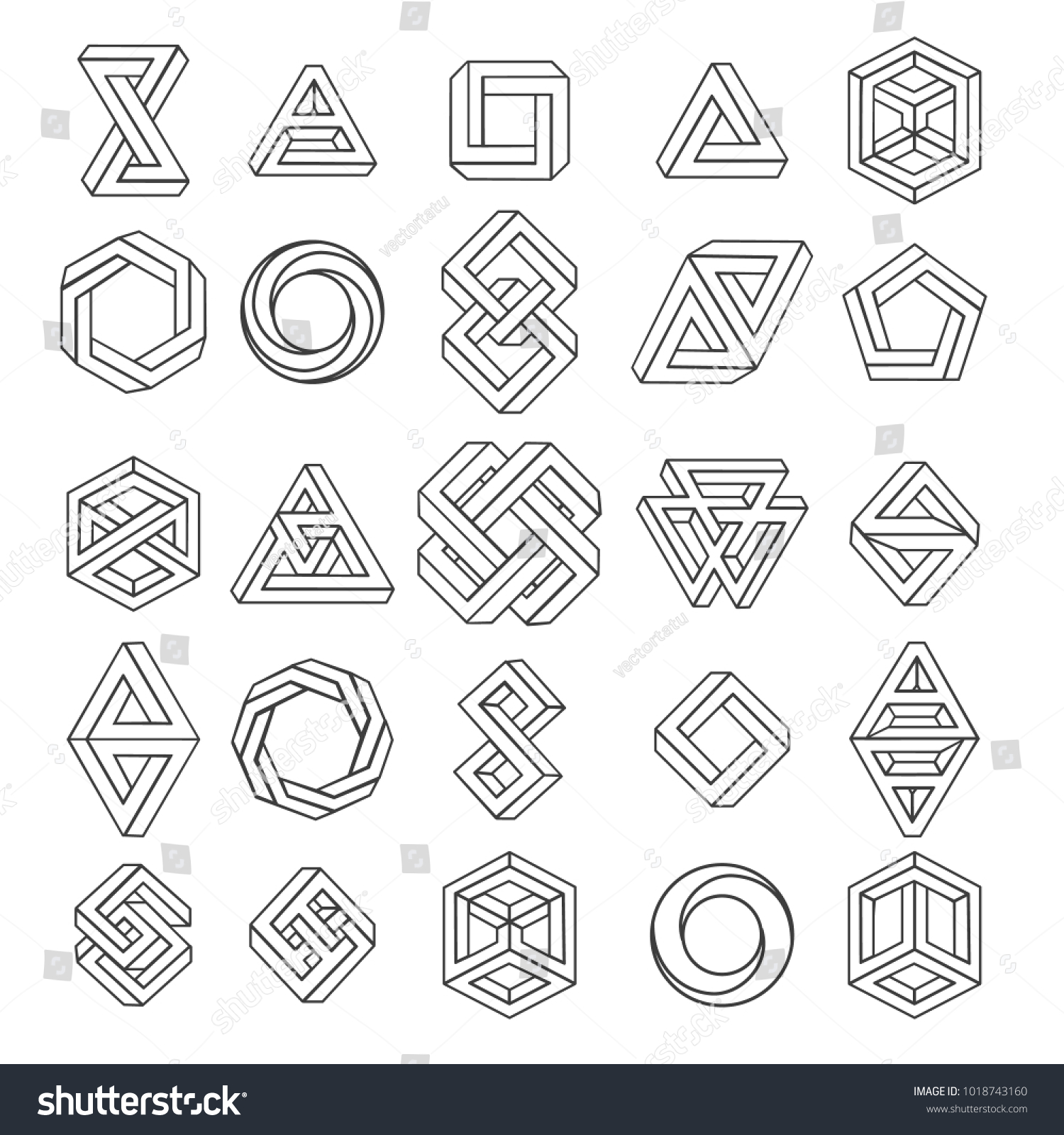 Graphic Impossible Shapes Circle Square Triangle Stock Vector (Royalty ...