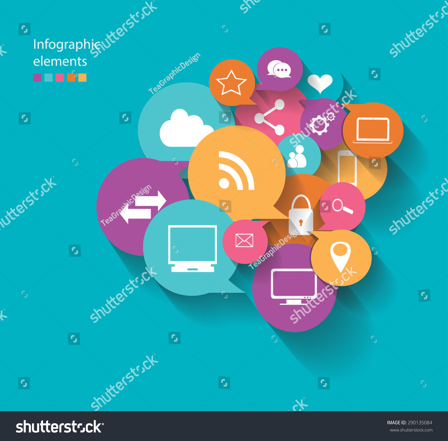 Graphic Media Icons Vector Blue Background Stock Vector (Royalty Free ...