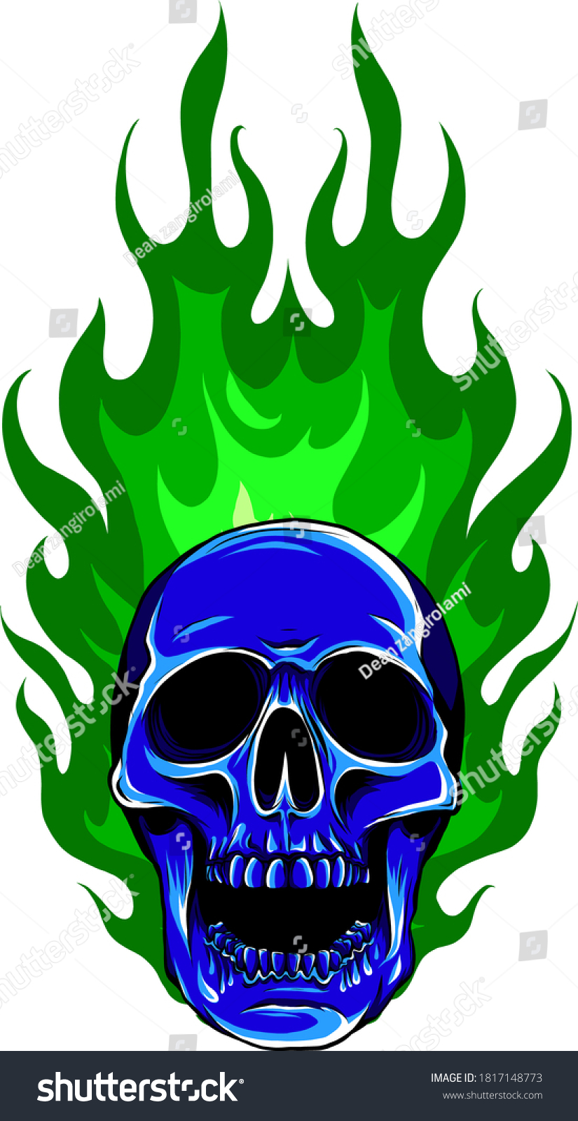 Graphic Skull Vector Image Template Flames Stock Vector (Royalty Free ...