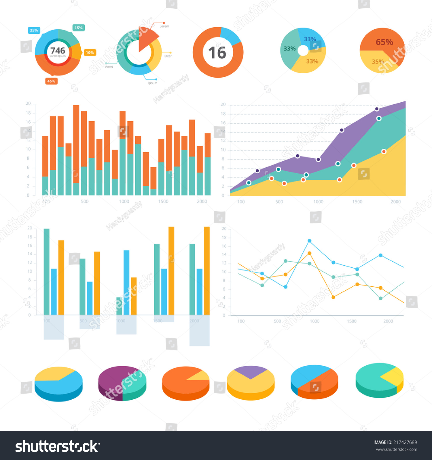 Graphic Tables Piecharts Diagrams Infographics Set Stock Vector ...