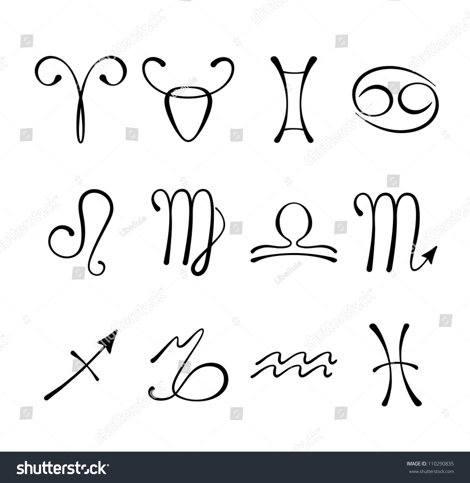 Graphical Astrological Symbols Stock Vector Illustration 110290835 ...