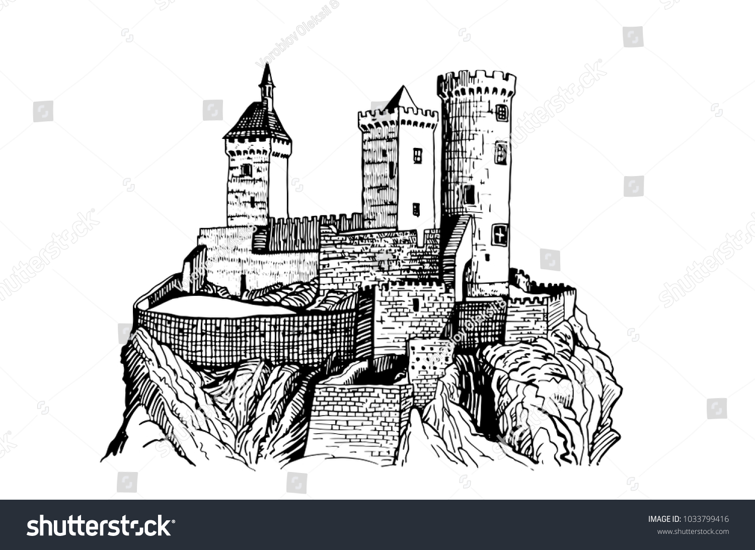 Image Vectorielle De Stock De Chateau Graphique De Foix Sur Fond