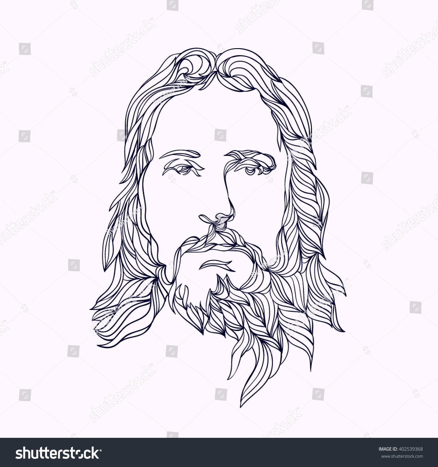 Graphical Face Of Jesus .Face Of Jesus. Hand Drawn Art. Stock Vector ...