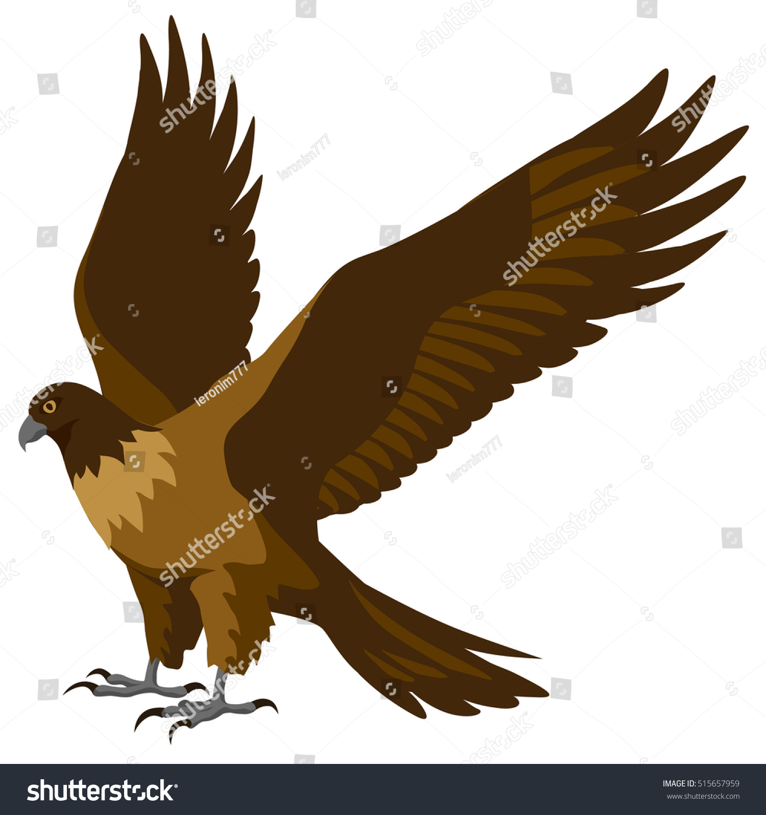 Graphical Illustration Falcon Spread Wings Stock Vector 515657959 ...