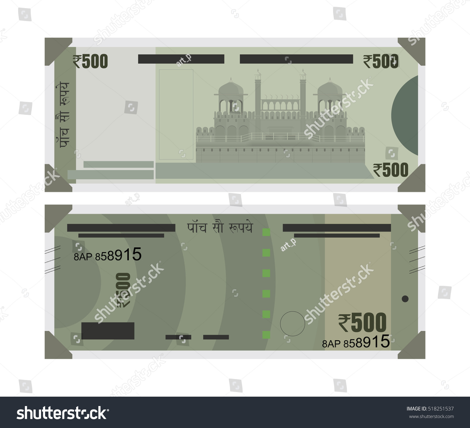 SVG of Graphical Representation of new Rs. 500 Indian Currency Note svg