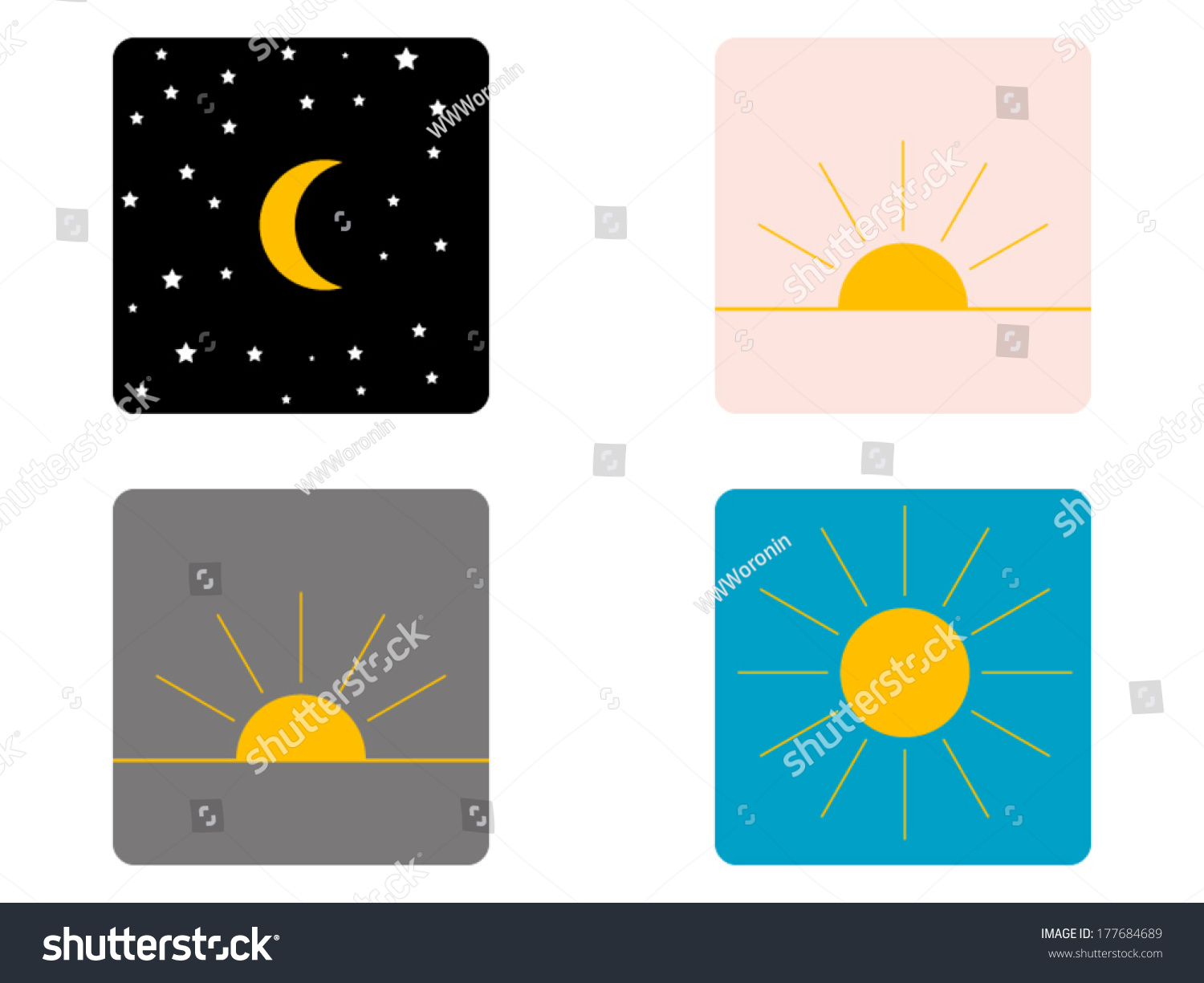 Graphical Representation Day Night Morning Afternoon Stock Vector ...
