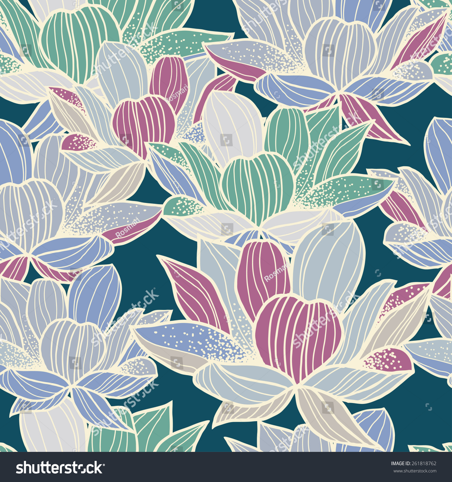 Graphically Beautiful Lotus Flower Pattern On Stock Vector (Royalty ...