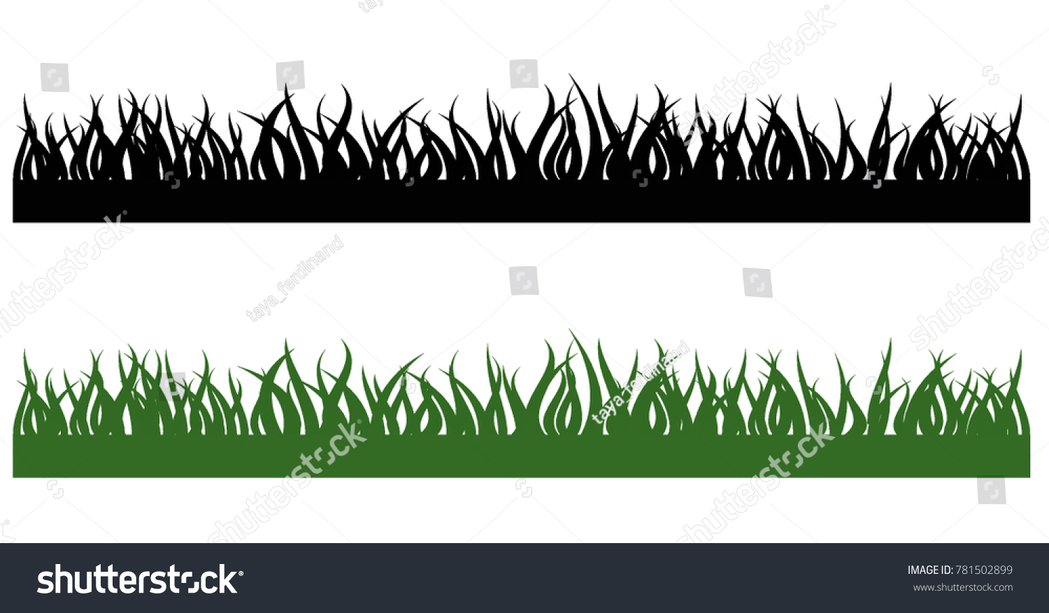 Grass Borders Vector Illustration Green Black Stock Vector (Royalty ...