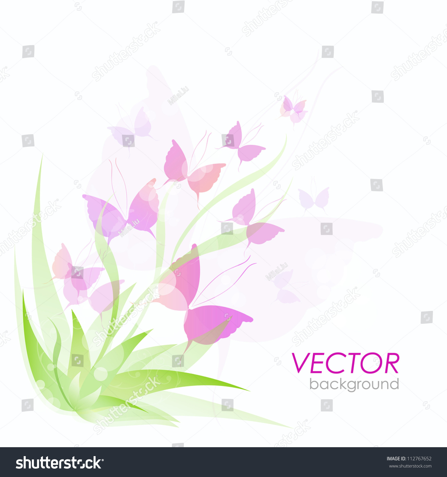 Grass Insects Backgroundisolated On White Vector: стоковая векторная ...