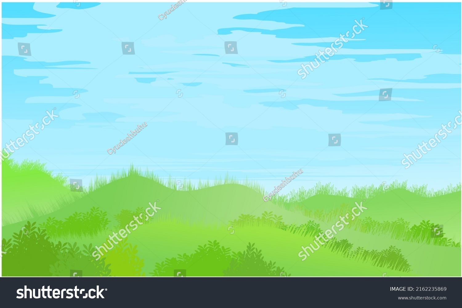 Grassy Hill Sky Background Green Hills Stock Vector (Royalty Free ...