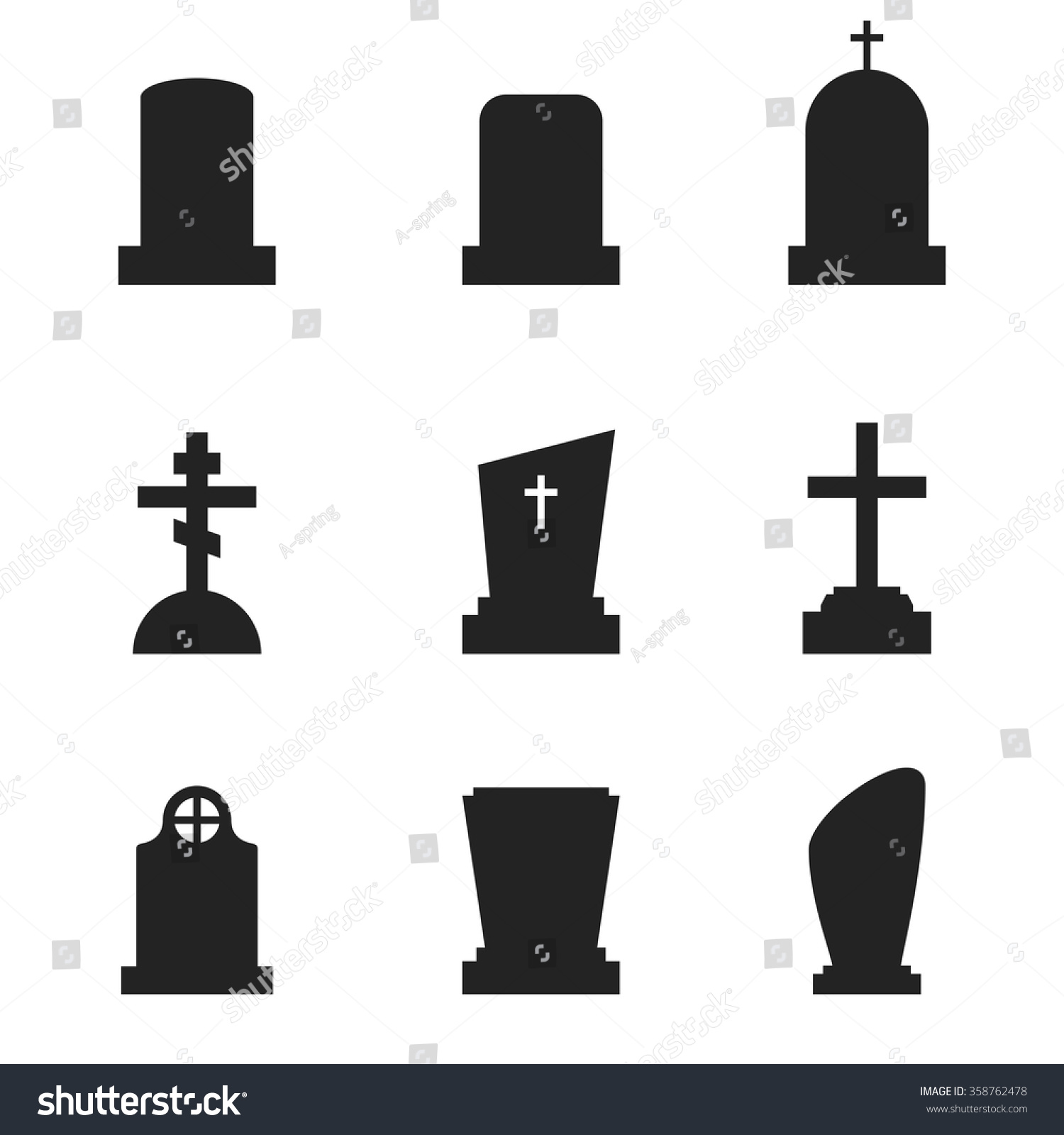 Grave Icons Stock Vector 358762478 - Shutterstock