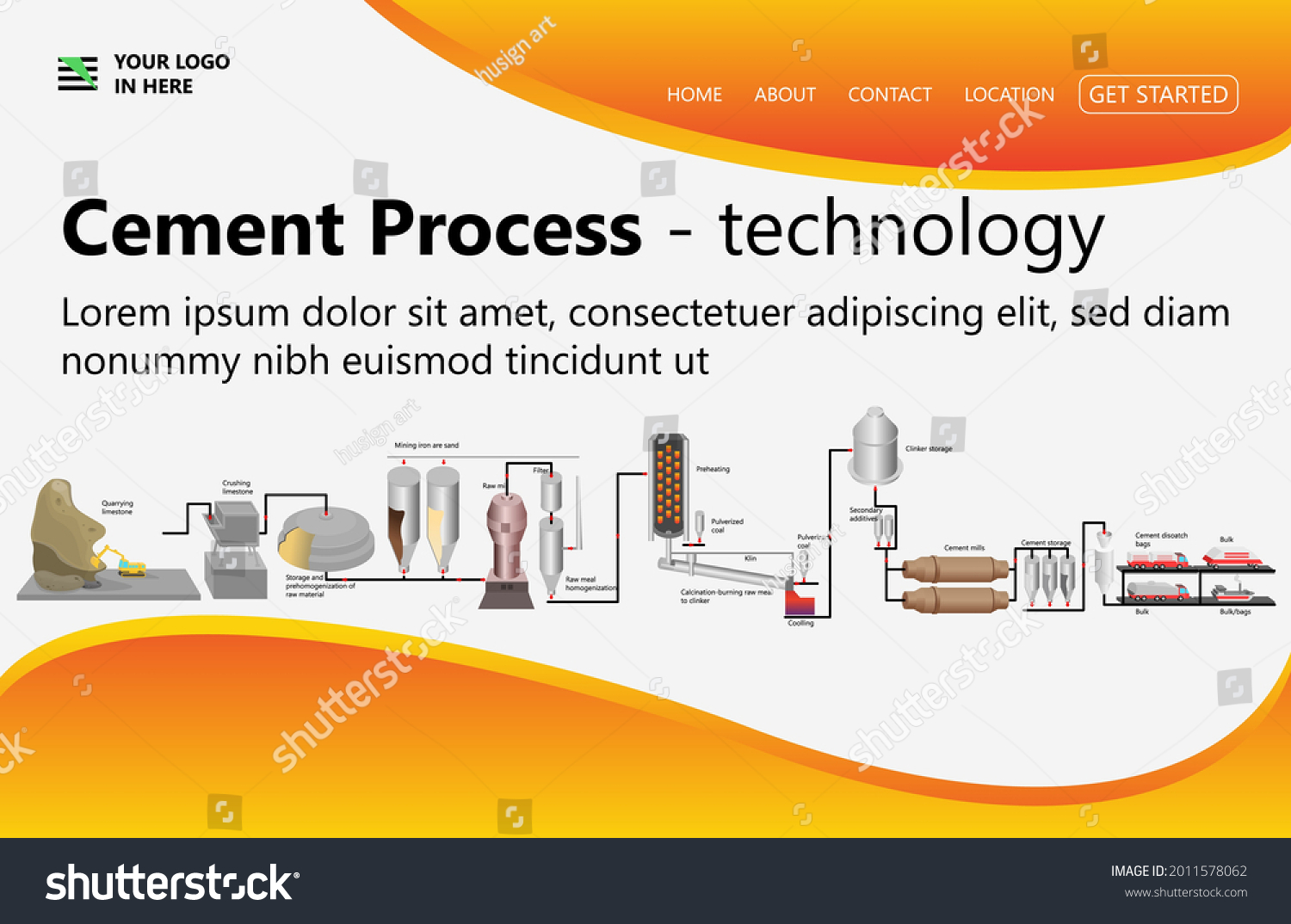 SVG of Gravel and cement production, mining process. Ore processing crushing plant, transportation of raw materials., Suitable for landing page, flyers, Infographics, And Other Graphic Related Assets-vector svg