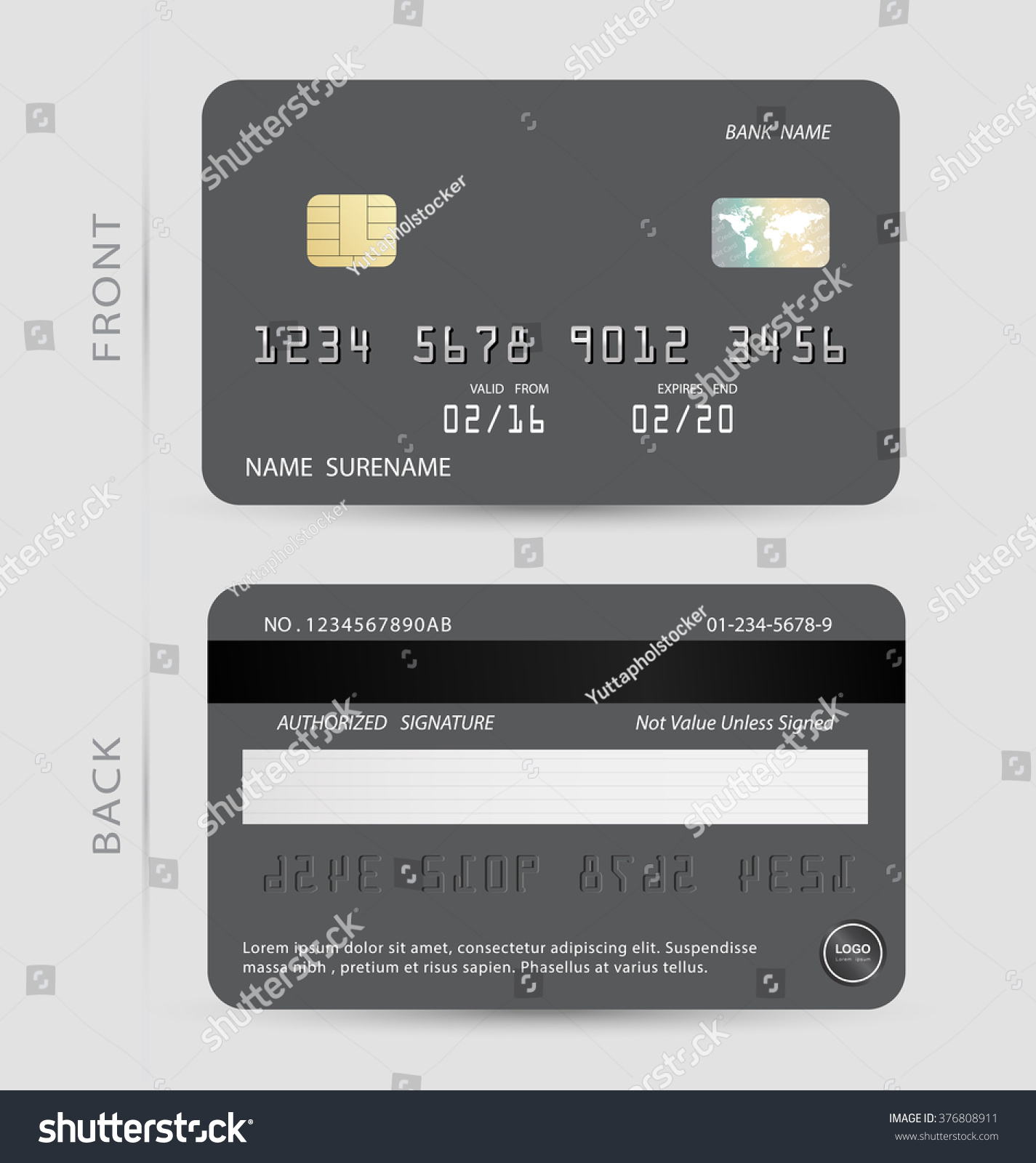 Gray Credit Debit Card Design Template Stock Vector (Royalty Free ...