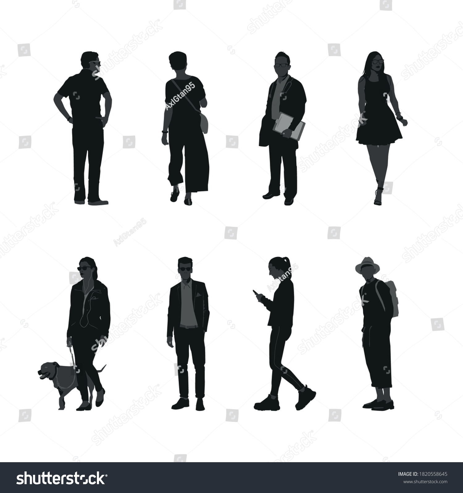 Gray Human Scales Vector Silhouette Stock Vector (Royalty Free) 1820558645