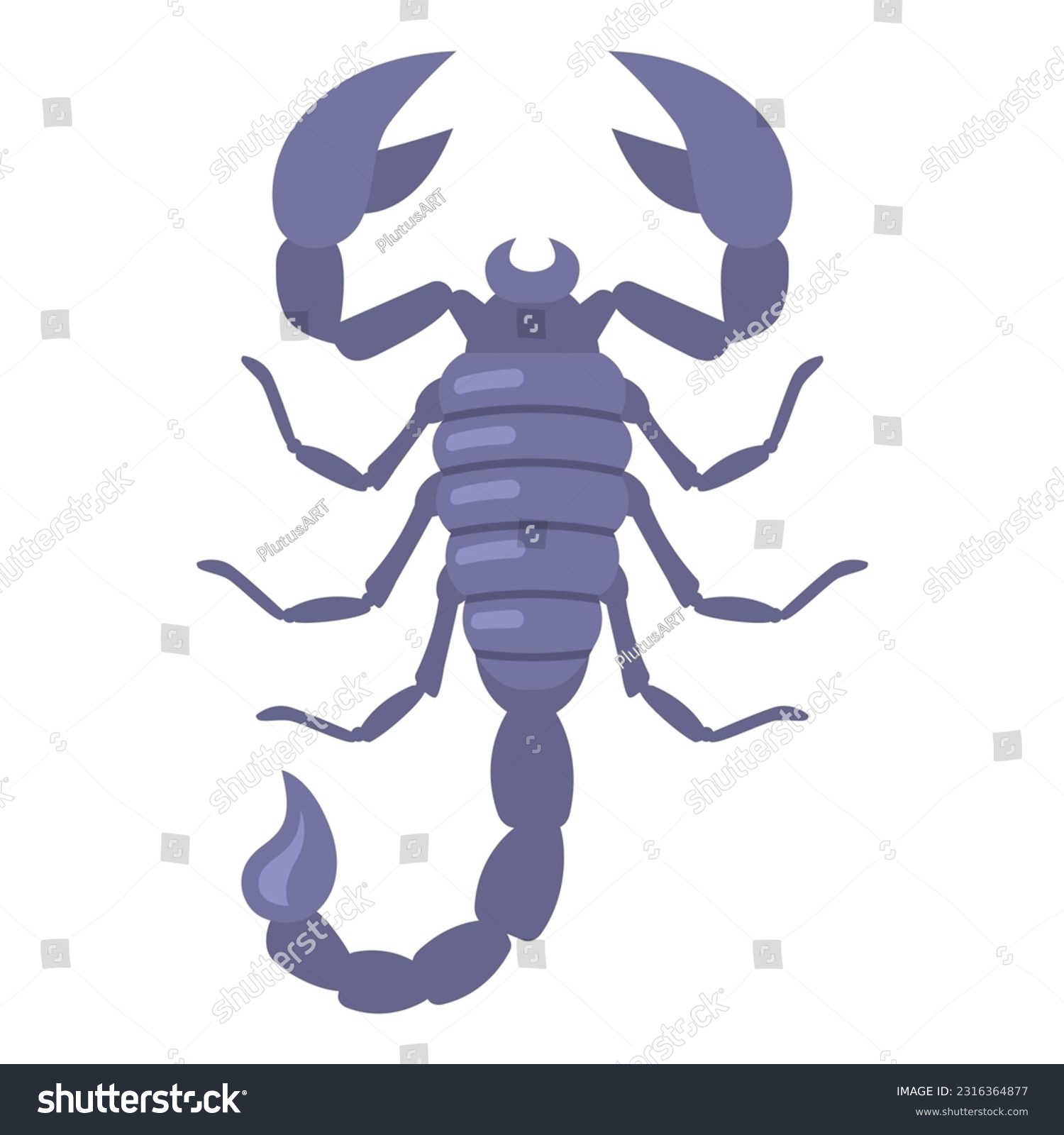 SVG of gray scorpion with large claws on a white background. flat vector illustration. svg
