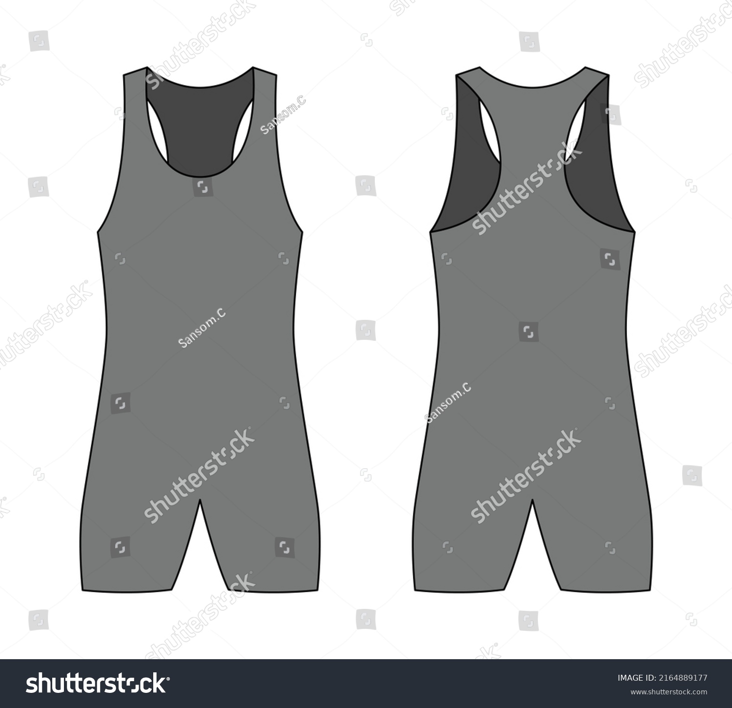 Gray Wrestling Singlet Template On White Stock Vector (Royalty Free ...