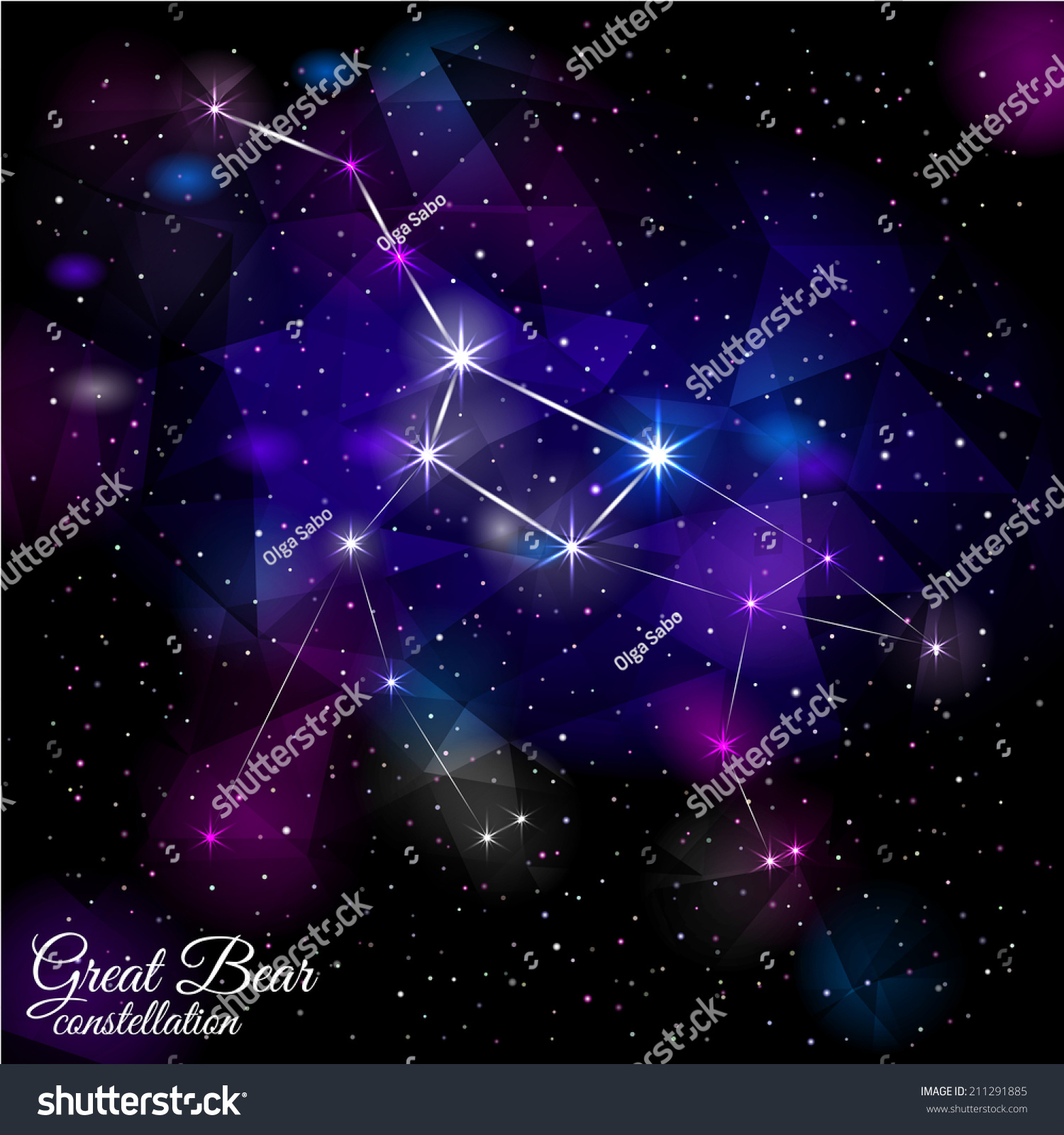 Great Bear Constellation True Star Nebulosity Stock Vector 211291885 ...