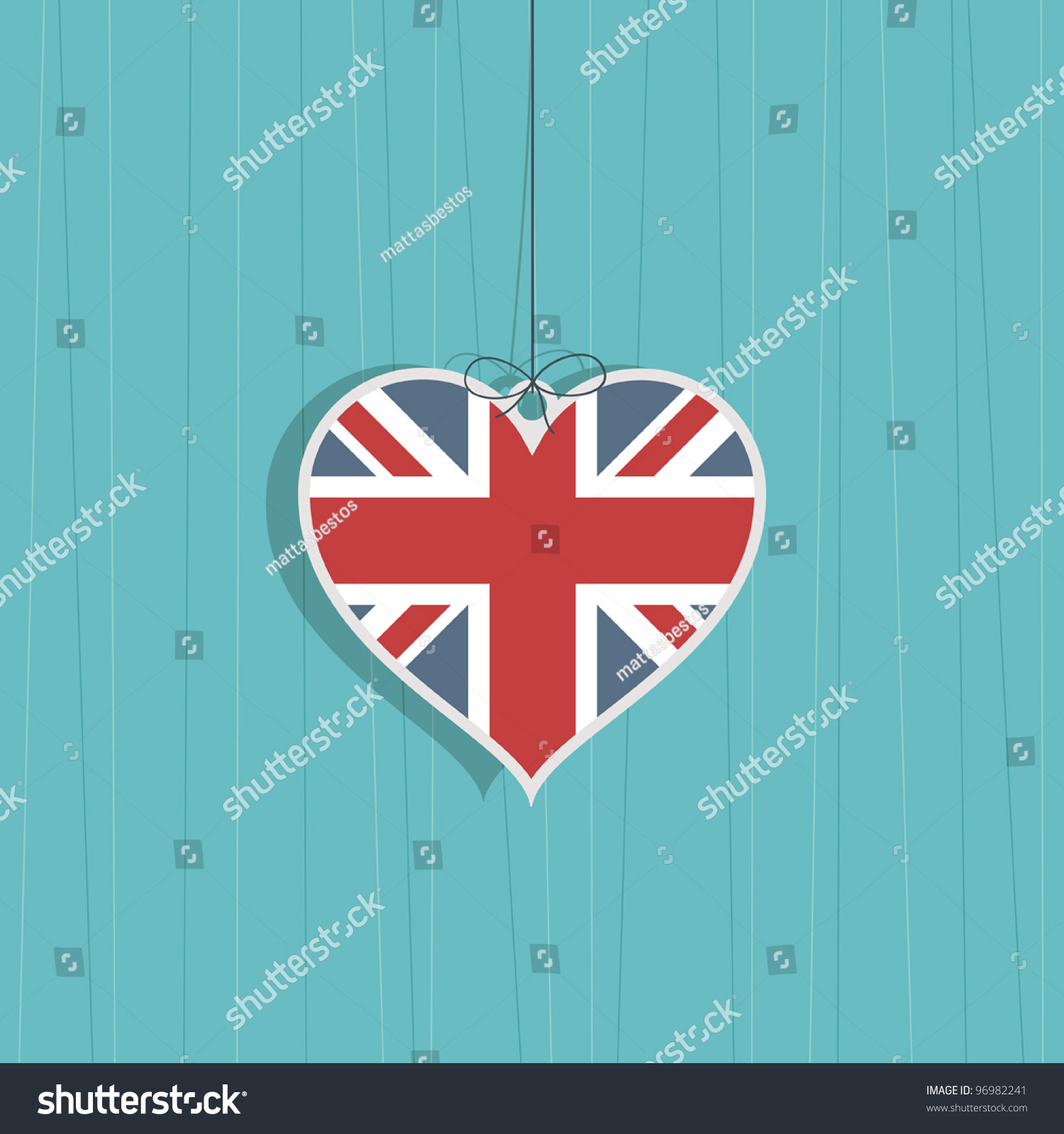SVG of great britain heart hanging decoration on blue background svg
