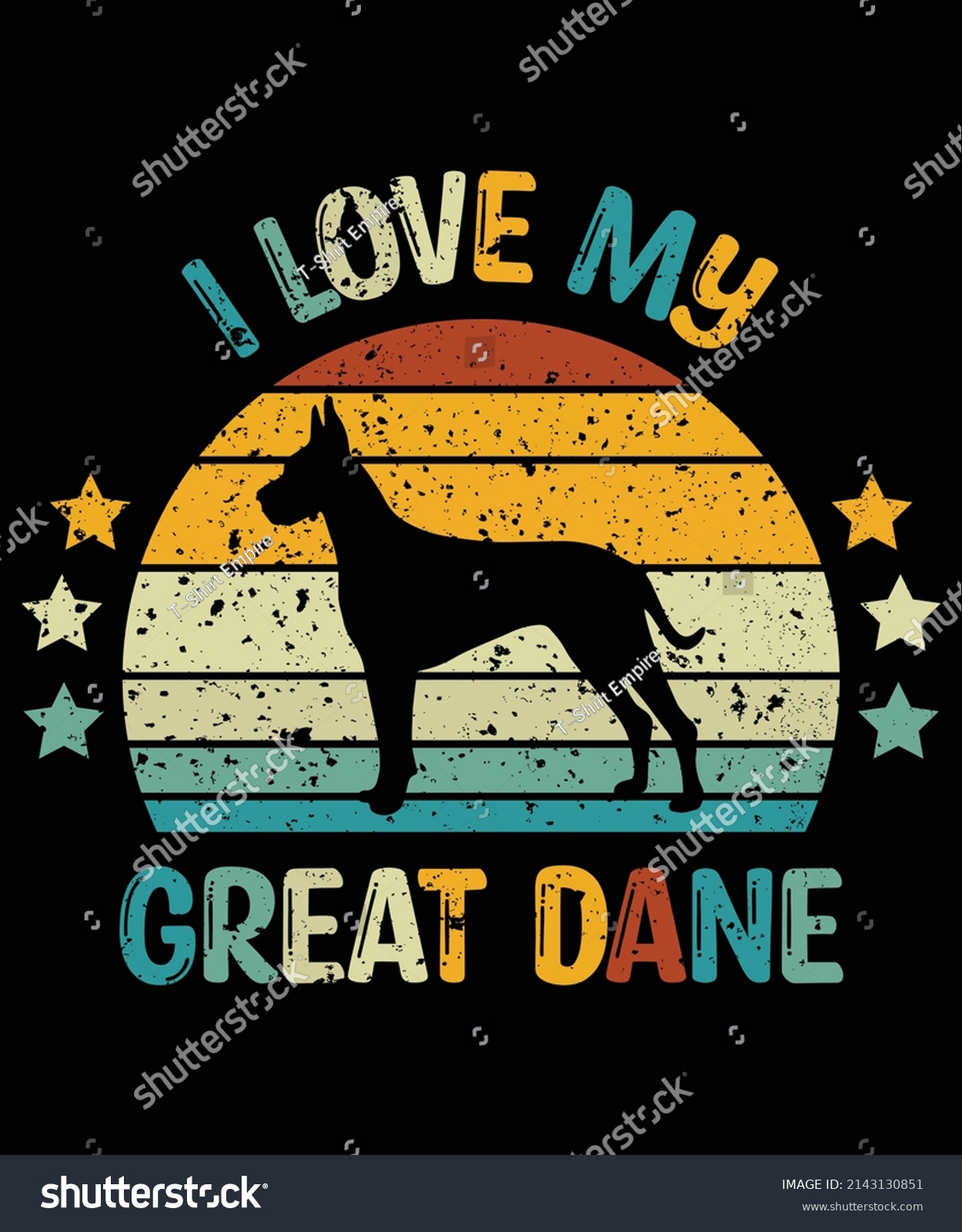 SVG of Great Dane silhouette vintage and retro t-shirt design svg