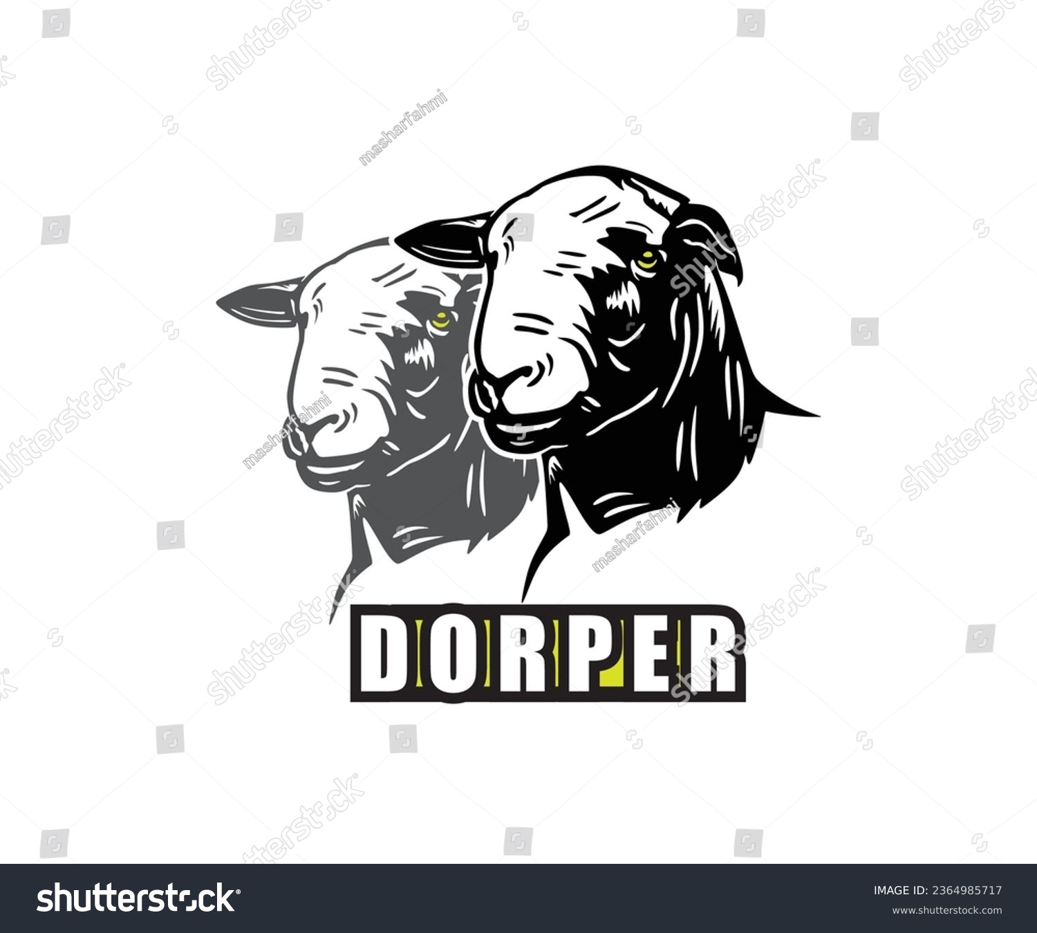 SVG of GREAT DORPER SHEEP HEAD LOGO, silhouette of strong sheep face vector illustrations. svg