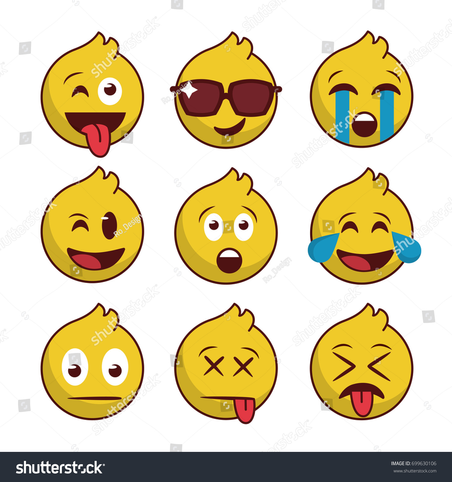 Great Emoticon Set Stock Vector (Royalty Free) 699630106