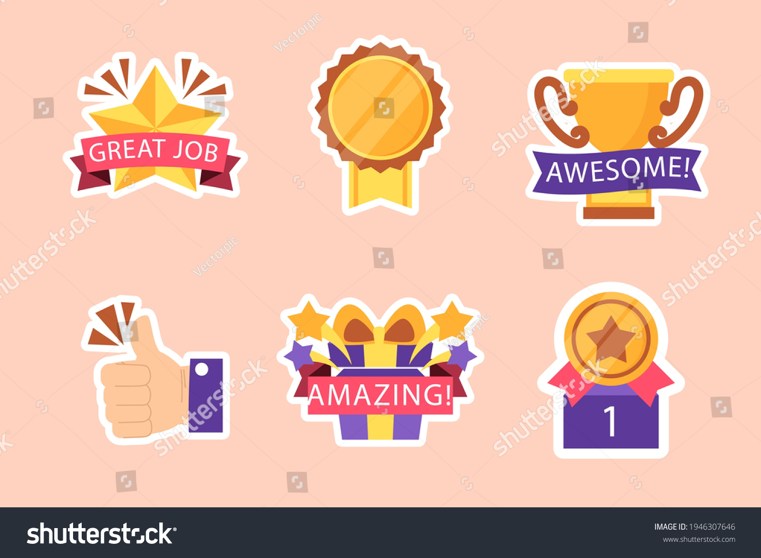 Great Job Stickers Pack Vector Illustration Stock Vector (Royalty Free ...