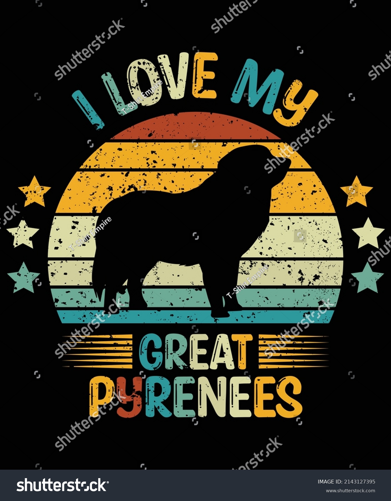 SVG of Great Pyrenees silhouette vintage and retro t-shirt design svg