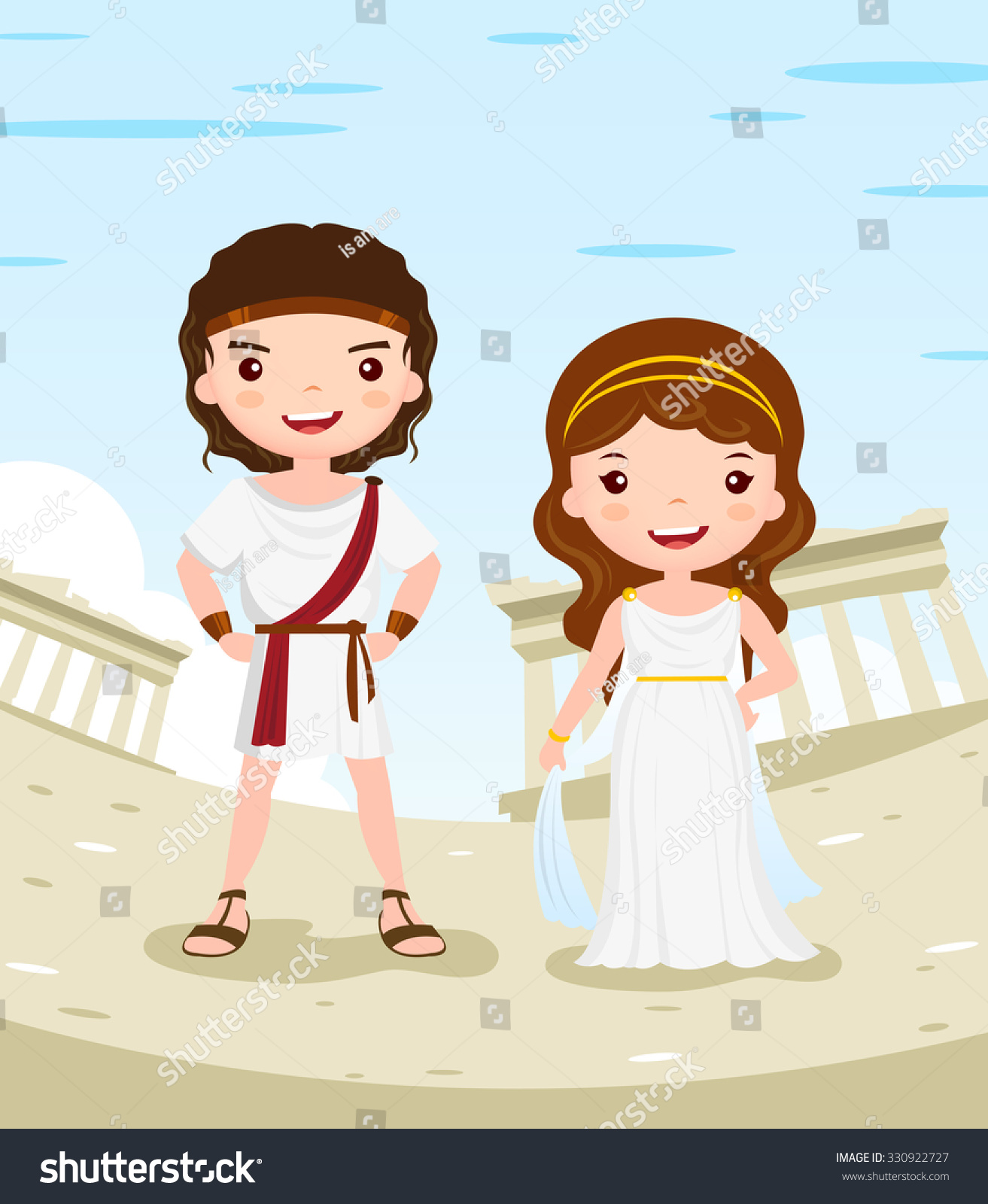 Greece Costume History Cartoon Character Couple Stock Vector 330922727 ...