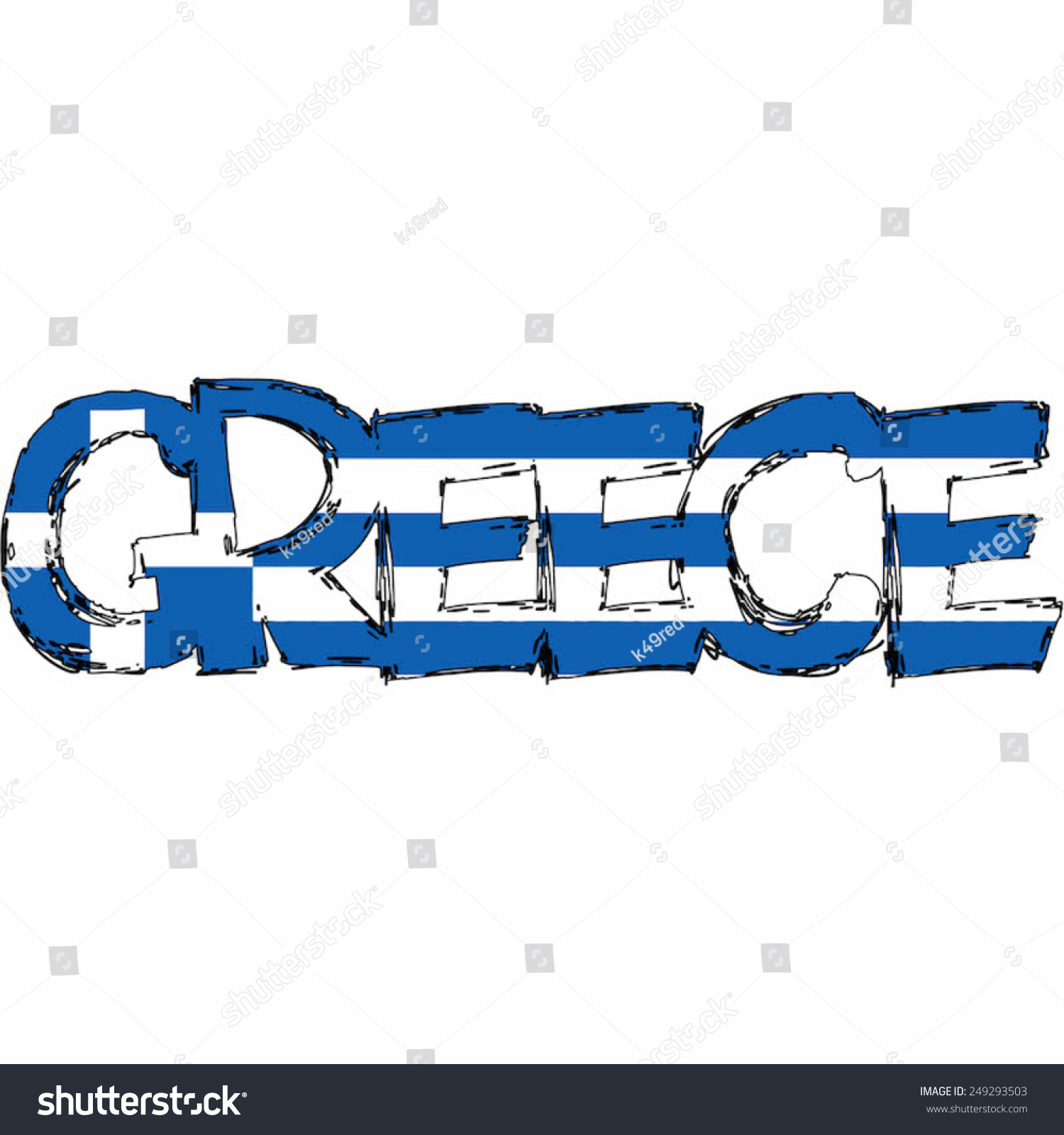 Greece Flag Text Name Country Vector Illustration Hand Made - 249293503 ...