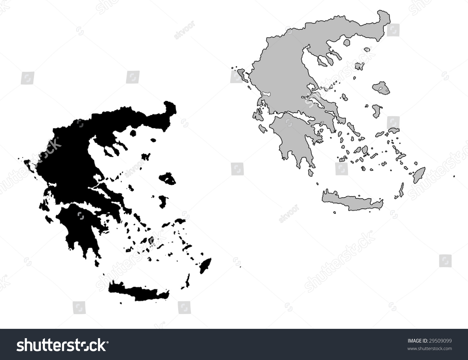 Greece Map Black White Mercator Projection Stock Vector 29509099 ...