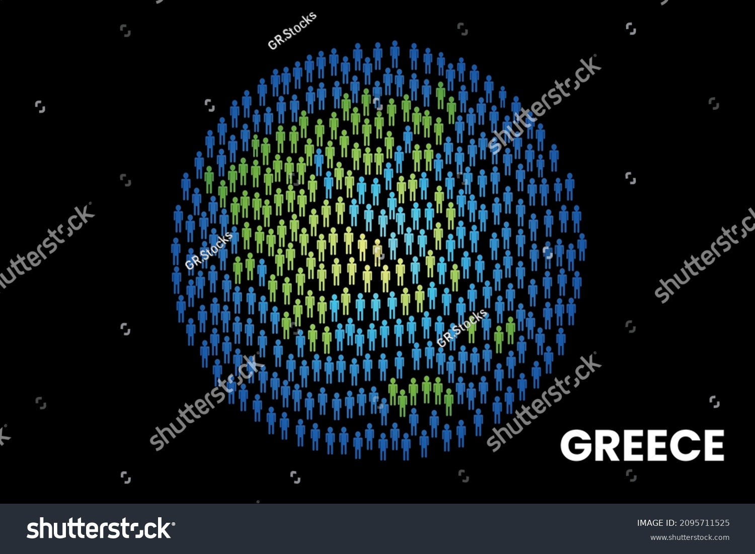 Greece Population People Map Globe Vector Stock Vector (Royalty Free