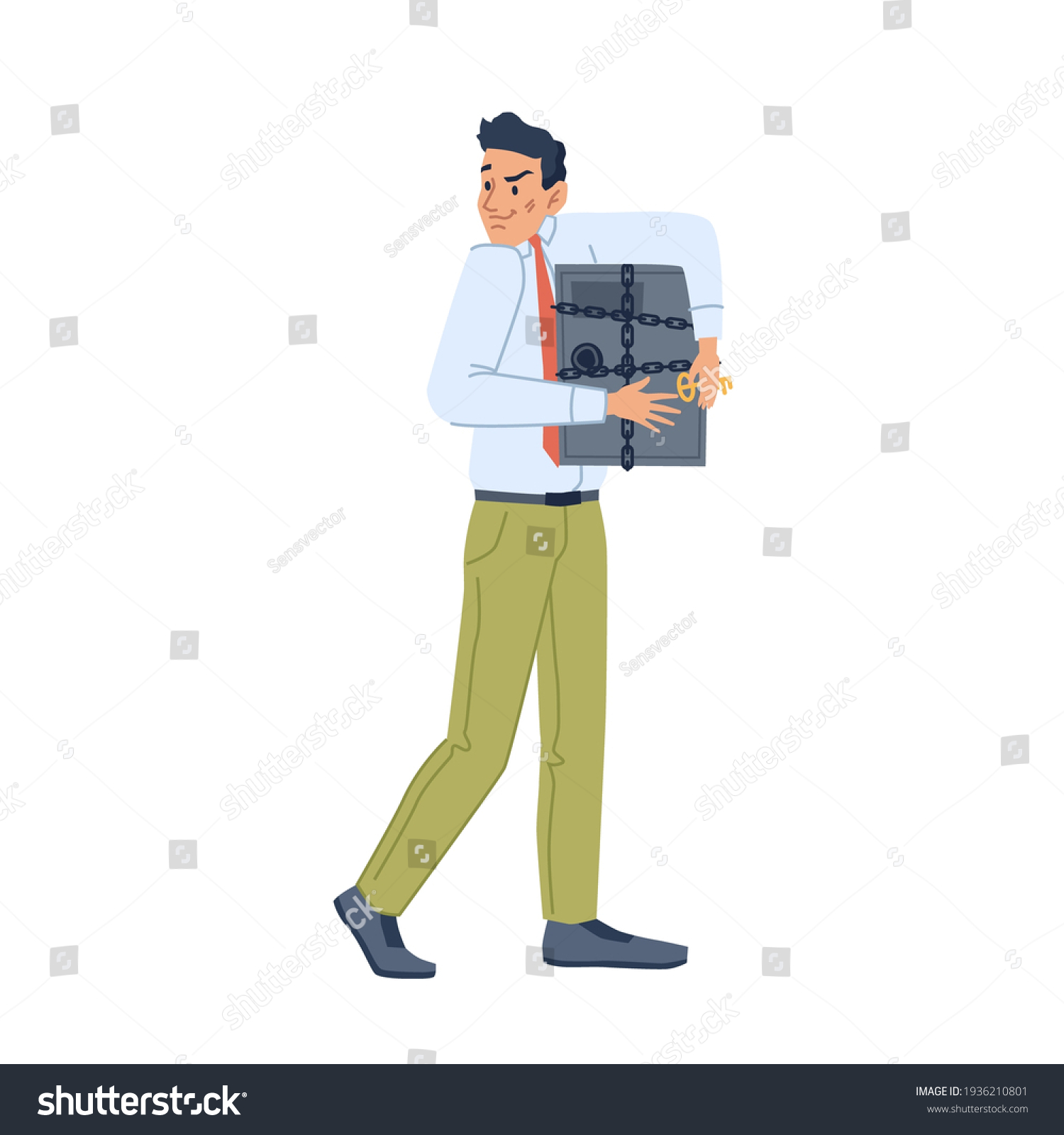 Greedy Person Keeps Money Safe Isolated Stock Vector (Royalty Free ...