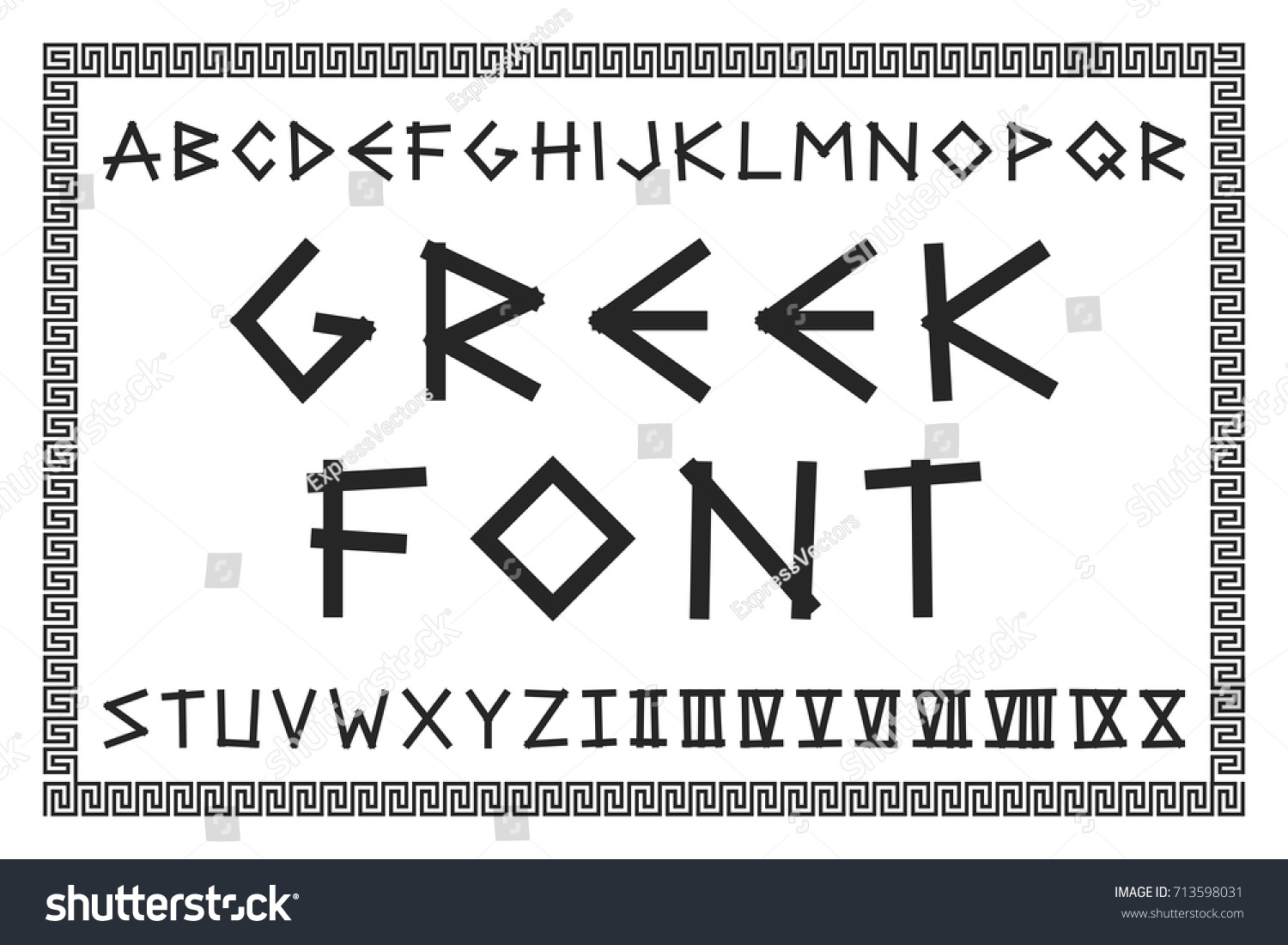 Griechische Schriftart Vektorenglisches Alphabet Antike Lateinische Stock Vektorgrafik 