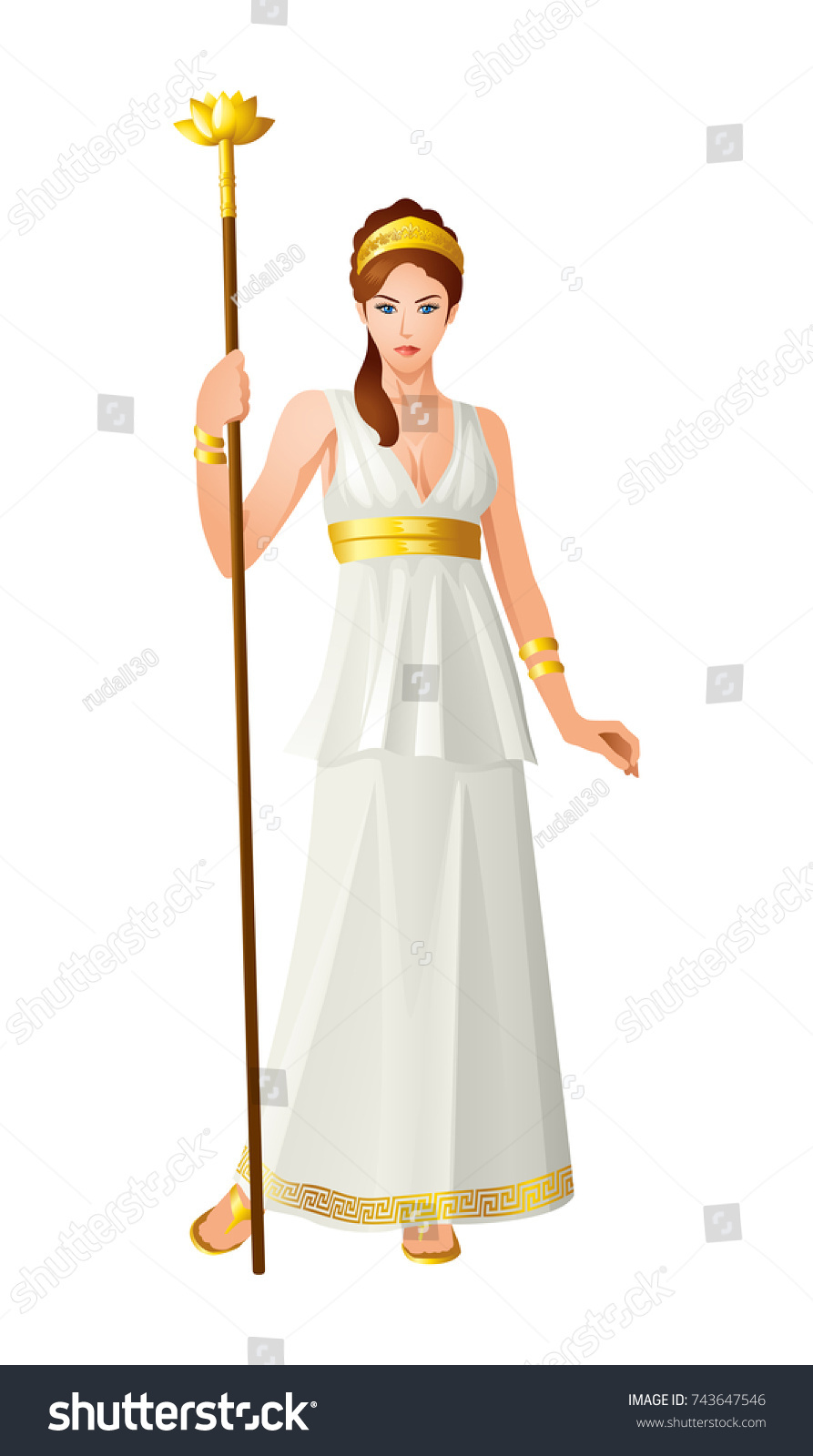 ギリシャの神と女神のベクターイラストシリーズ ヘラ 古代ギリシャ神話のオリンポスの三姉妹の一人 妻 のベクター画像素材 ロイヤリティフリー