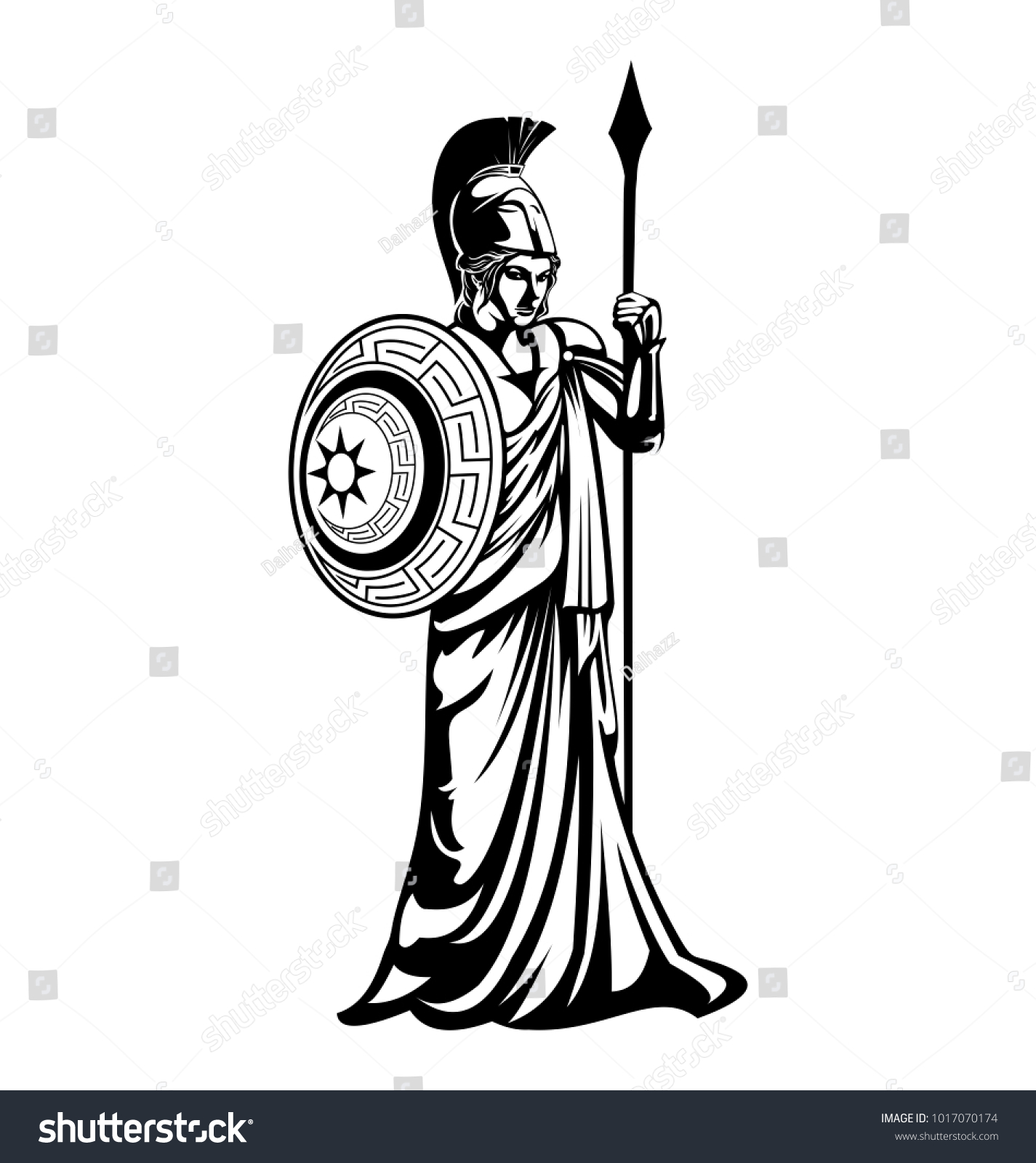 SVG of Greek Goddess Athena illustration vector template Black white svg