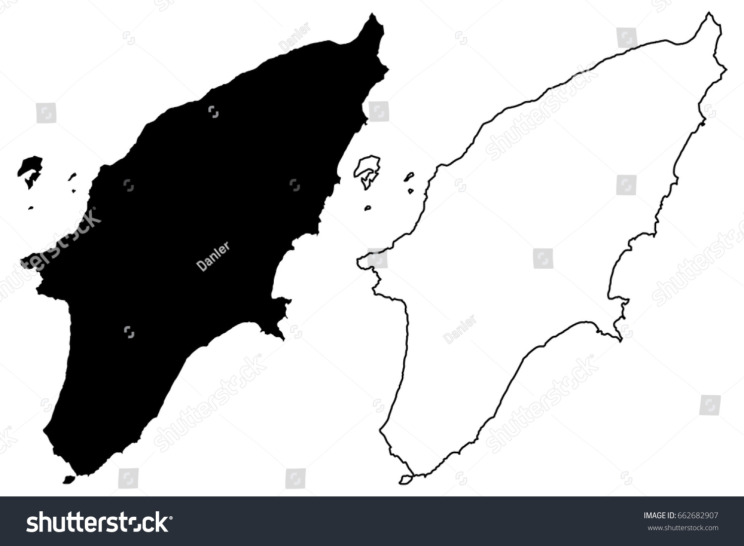 Greek Island Rhodes Map Vector Illustration Stock Vector (Royalty Free ...