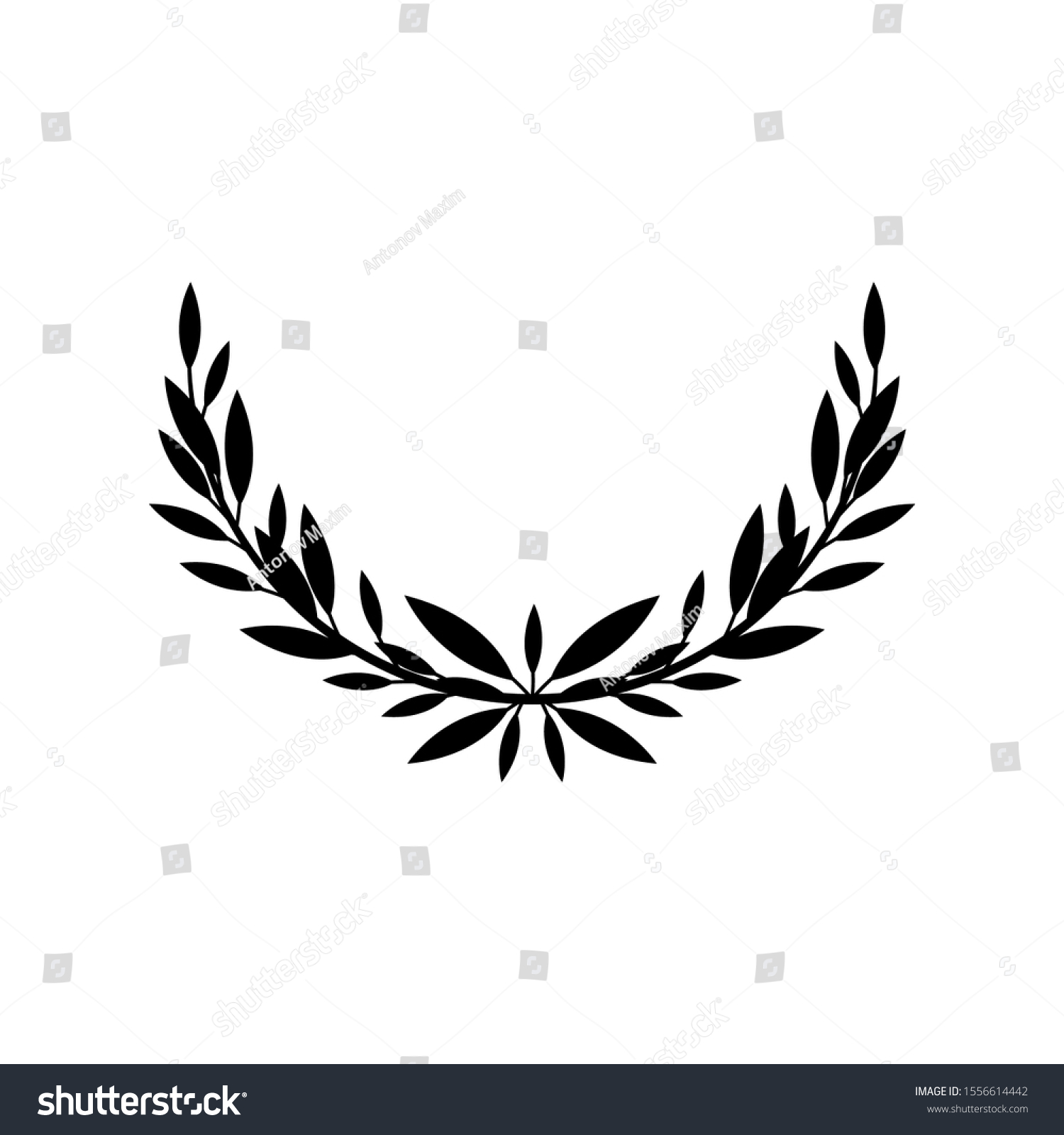 SVG of Greek laurel or olive half of wreath for winners award or decorative leaf frame vector illustration isolated on white background. Heraldic element of honor and glory black icon. svg