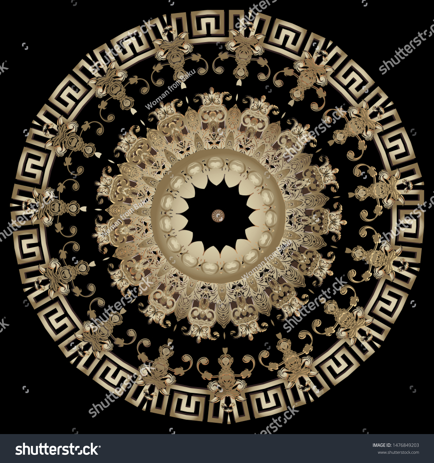 Greek Luxury Gold Vector Mandala Pattern Stock Vector Royalty Free 1476849203