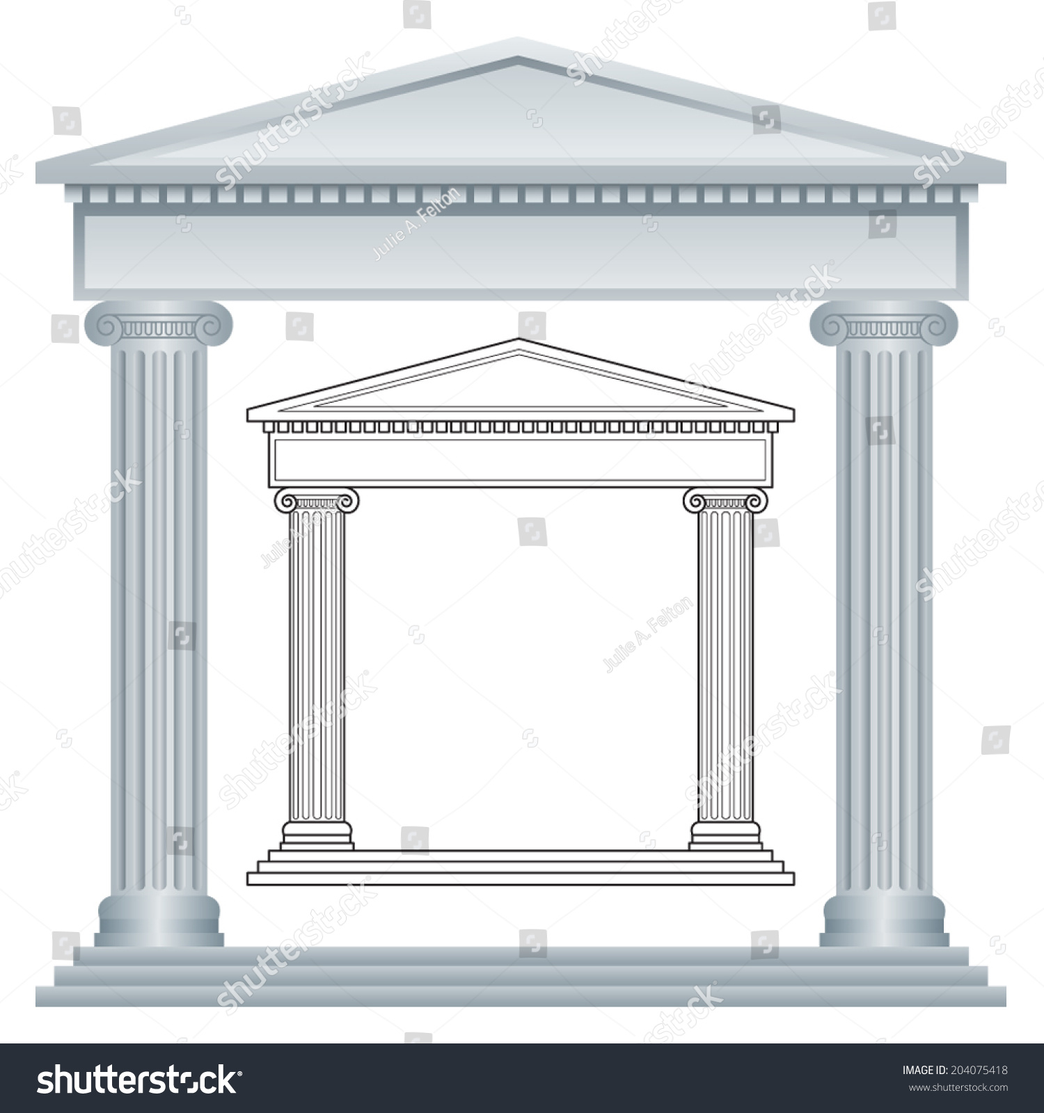 Greek Portico Columns Stock Vector 204075418 - Shutterstock