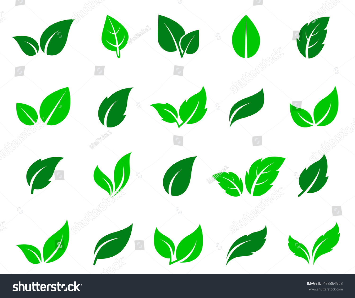 SVG of Green abstract leaf icons natural set on white background. Vector illustration. svg