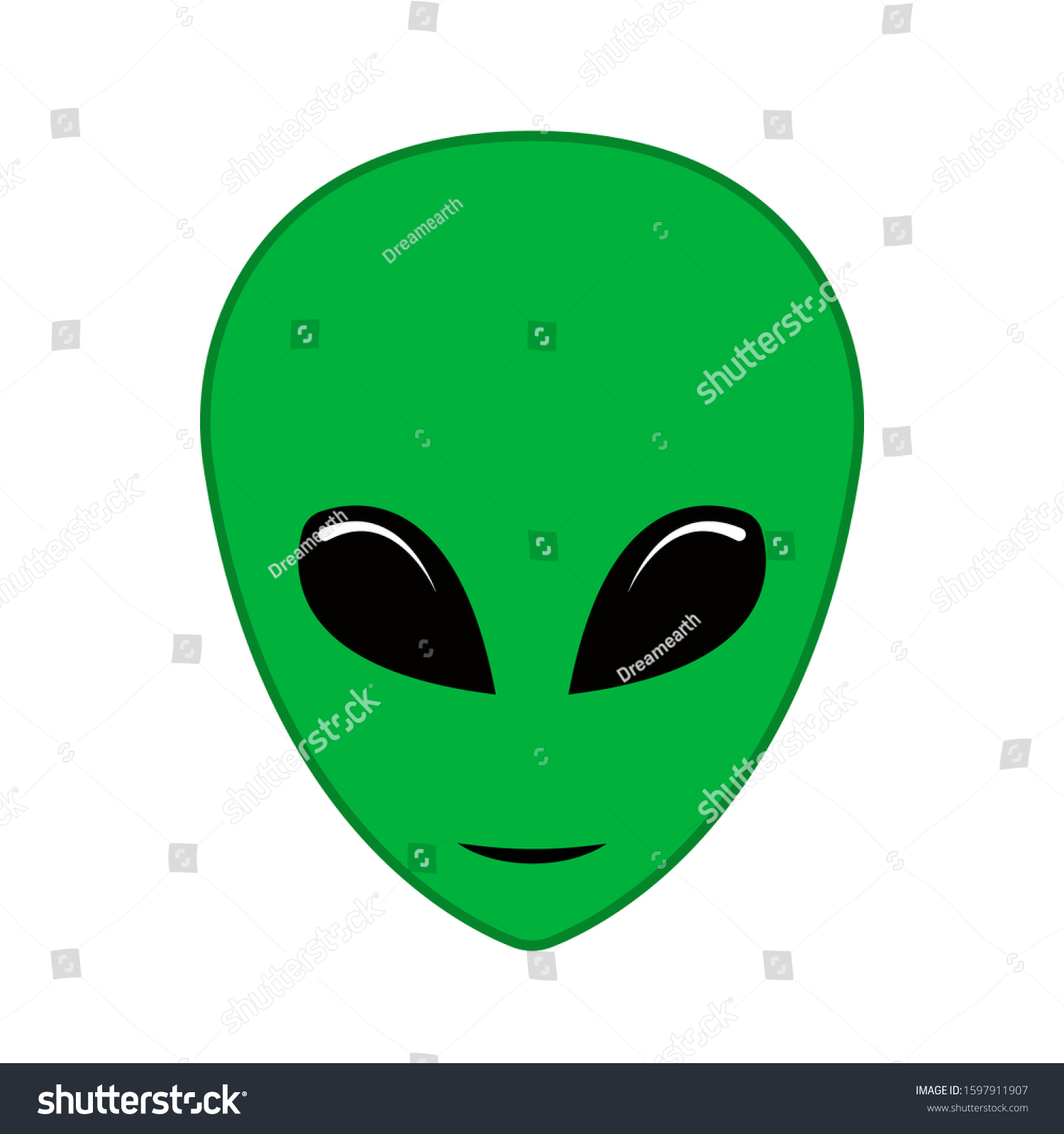 Green Alien Face Extraterrestrial Head Icon Stock Vector (Royalty Free ...