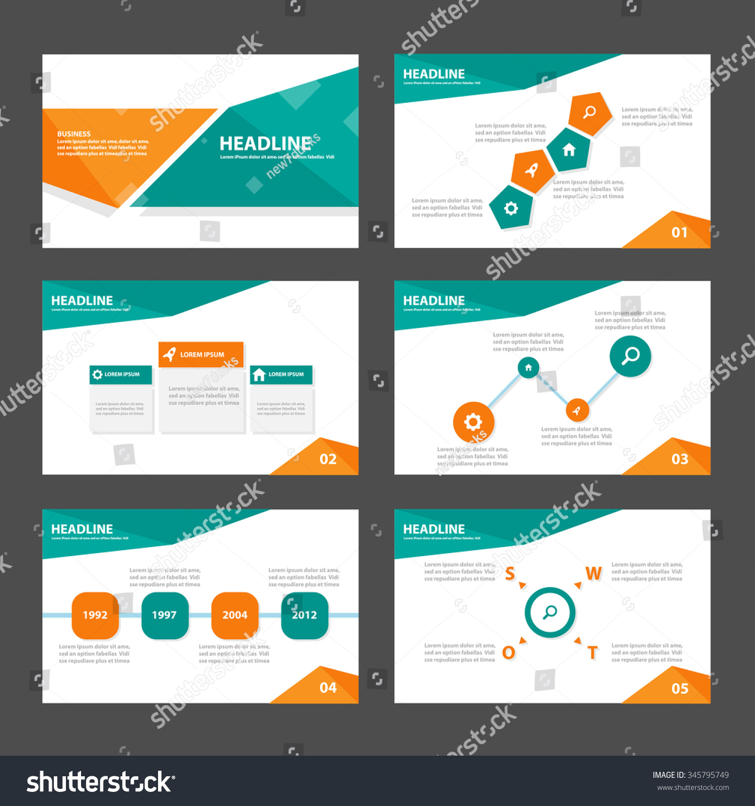 Green Orange Presentation Template Infographic Elements Stock Vector 345795749 Shutterstock Presentation Flyer Template