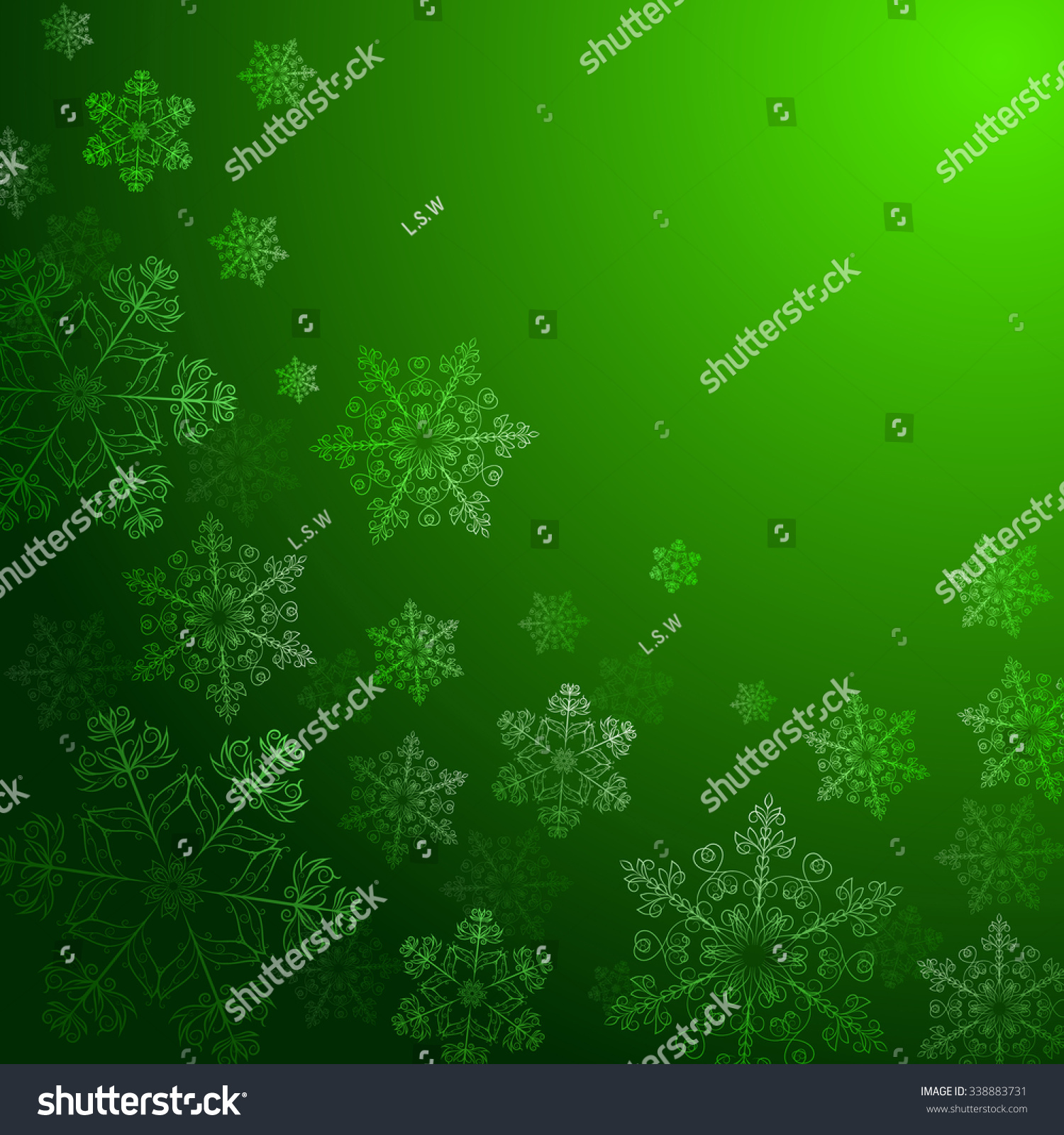 Green Background Snowflakes Vector Stock Vector (Royalty Free ...