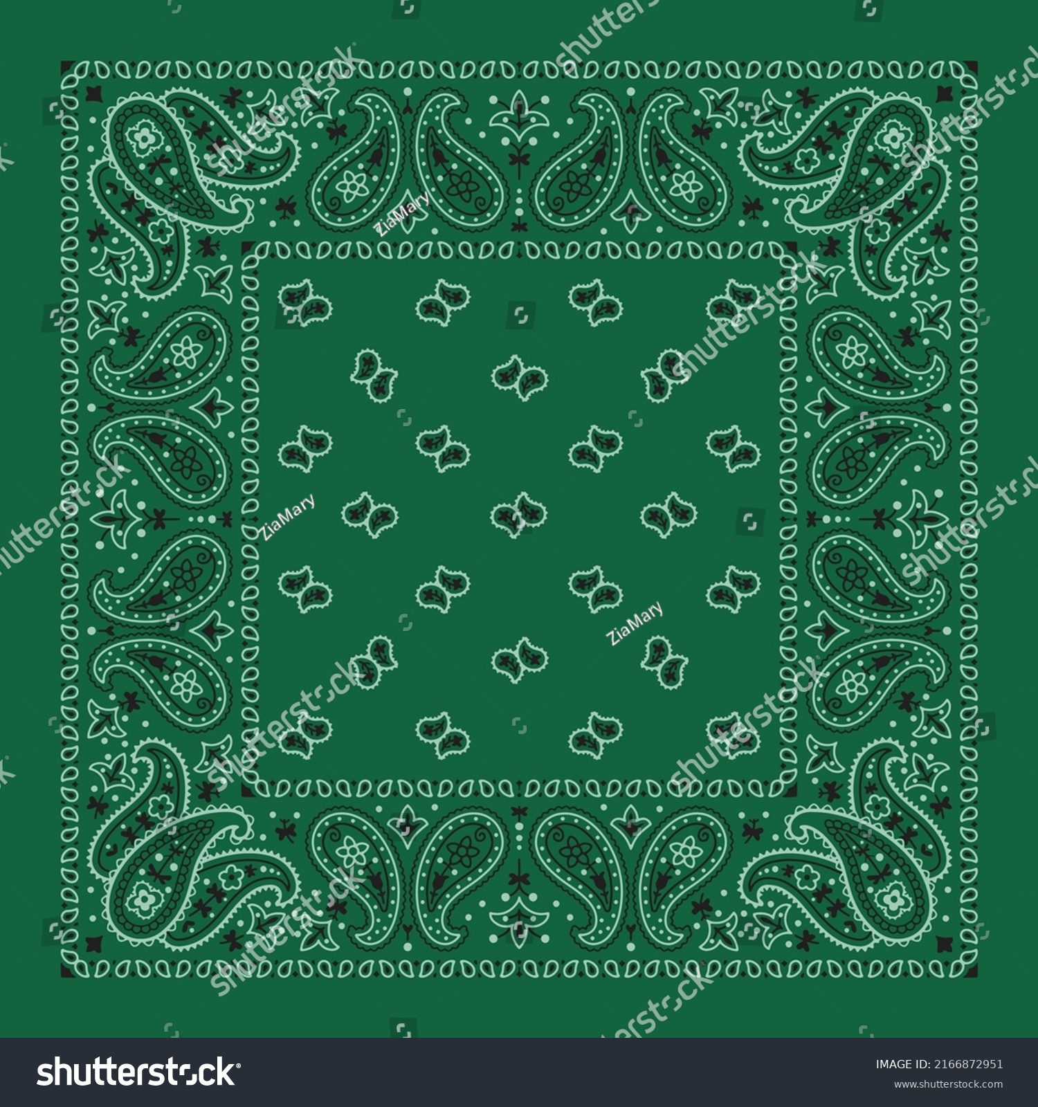 SVG of Green bandana paisley fabric kerchief vector wallpaper svg