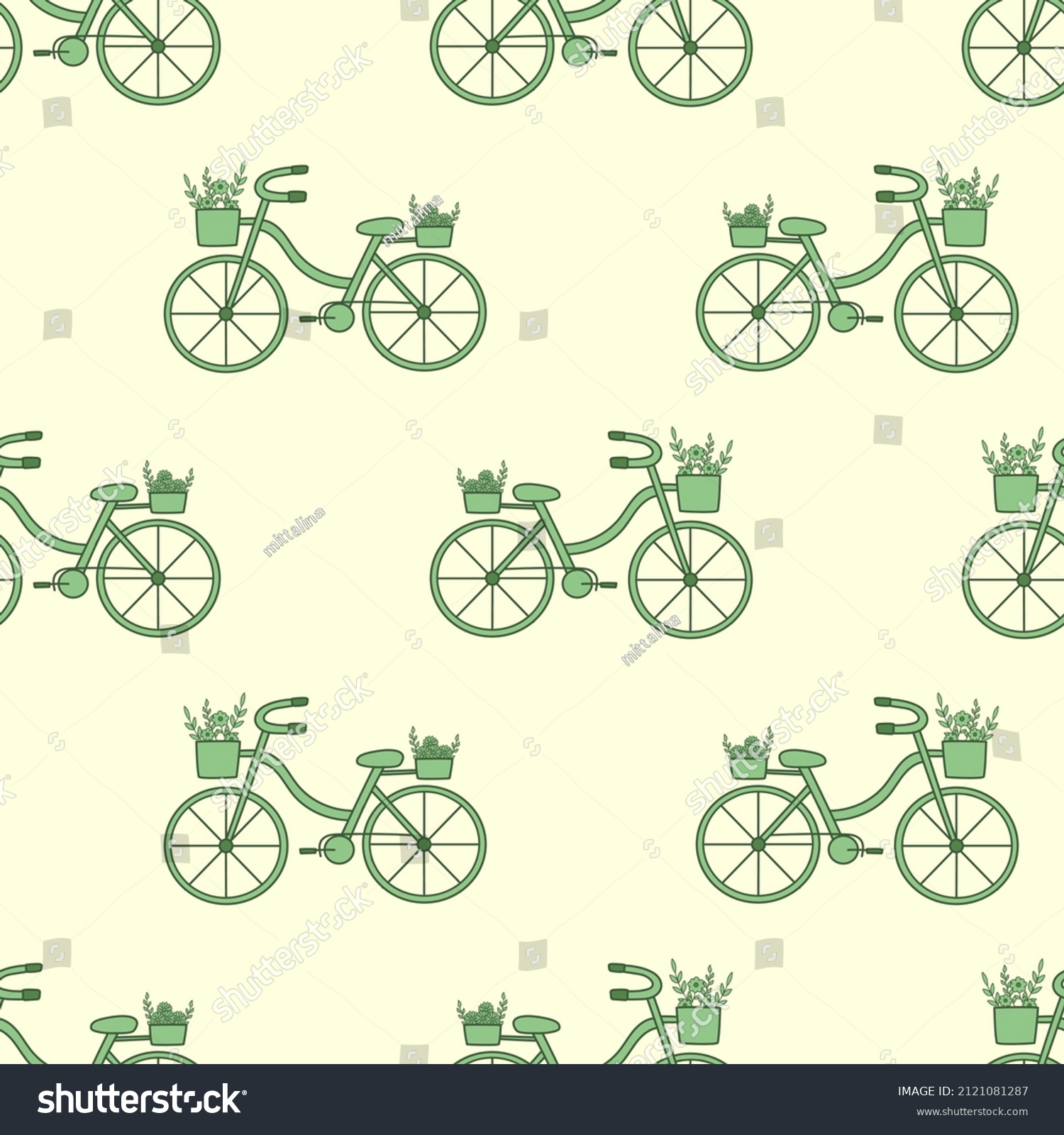 Green Bicycles Vector Seamless Pattern Stock Vector (Royalty Free ...