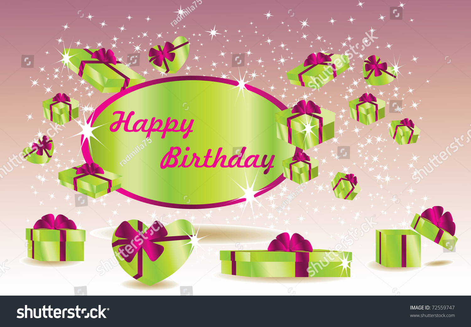 Green Birthday Card With Gifts Stock Vector Illustration 72559747 ...