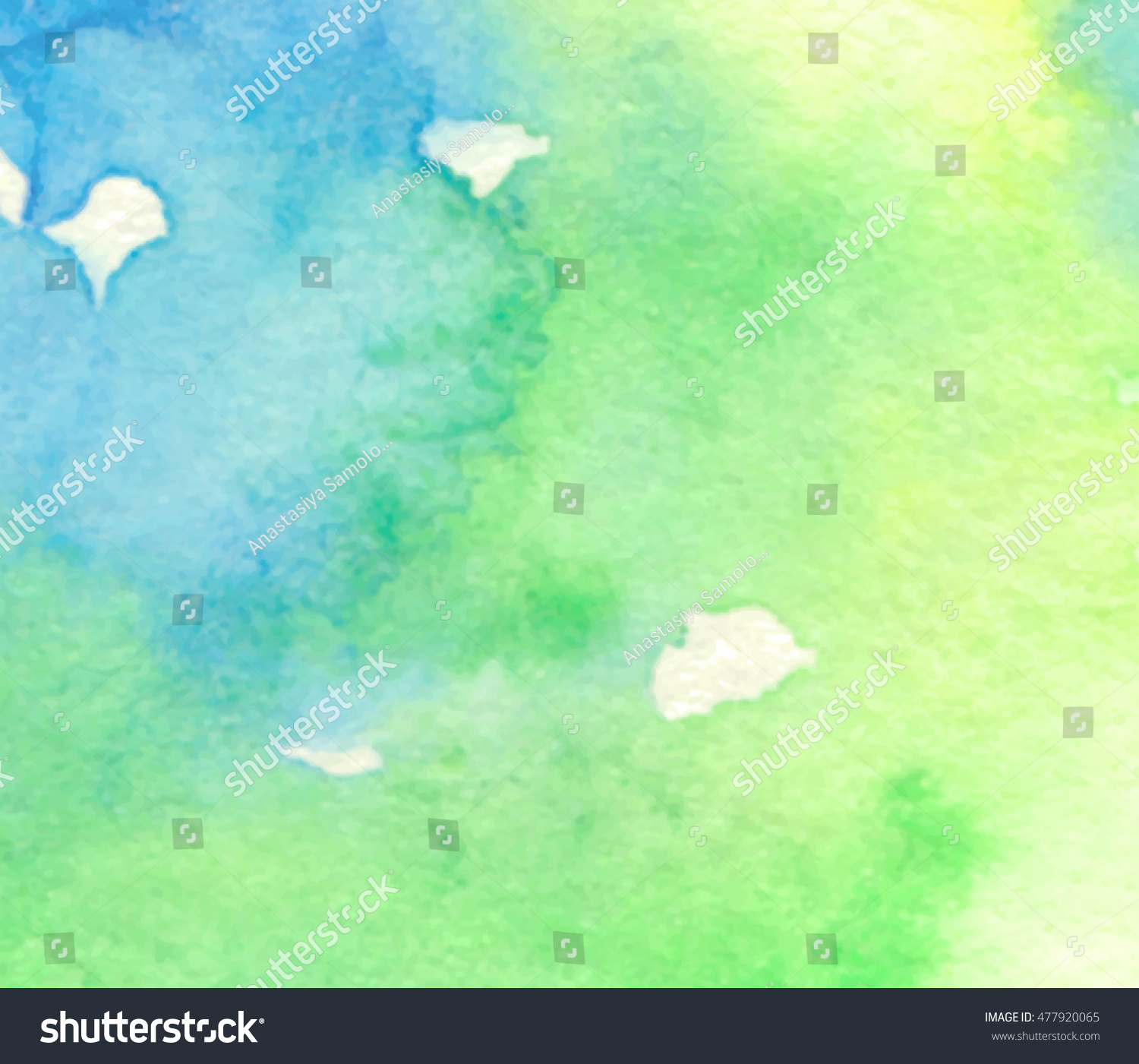 Green Blue Yellow Watercolor Hand Drawn Stock Vector (Royalty Free ...