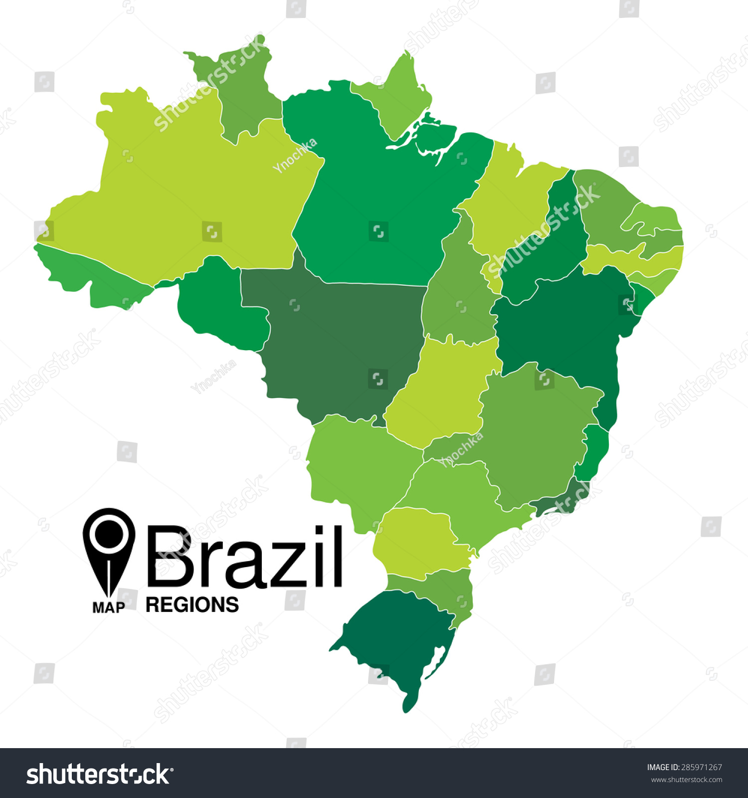 Green Brasilien Karte Stock Vector Royalty Free