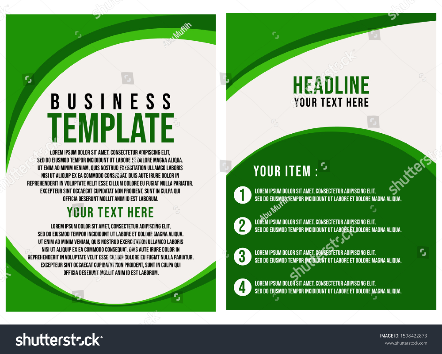 Green Brochure Template Size A4 Two Stock Vector (Royalty Free