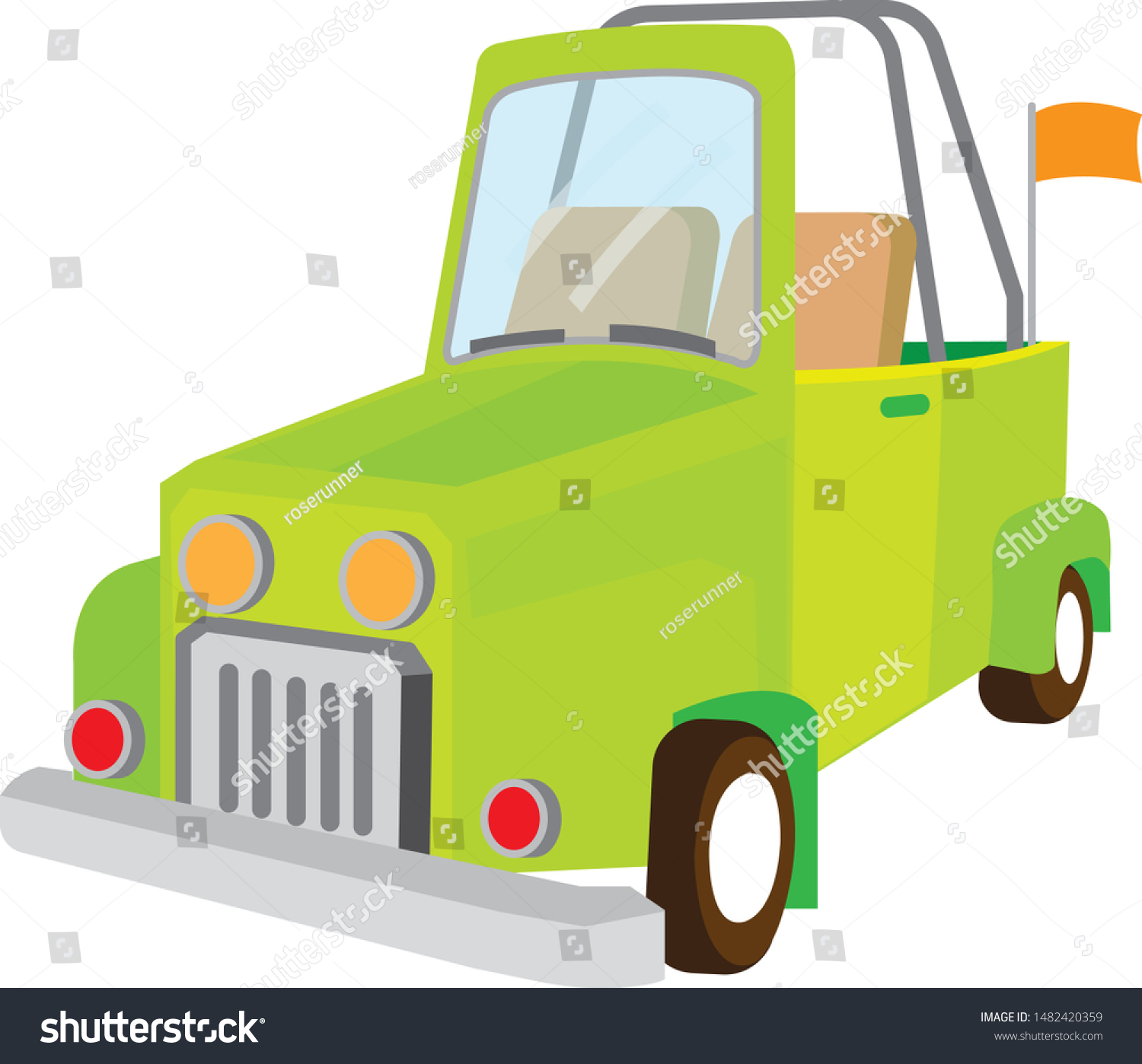 green buggy car